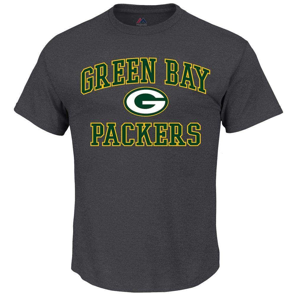 Majestic Athletic T-Shirts Green Bay Packers Majestic NFL Heart & Soul T-Shirt - Charcoal