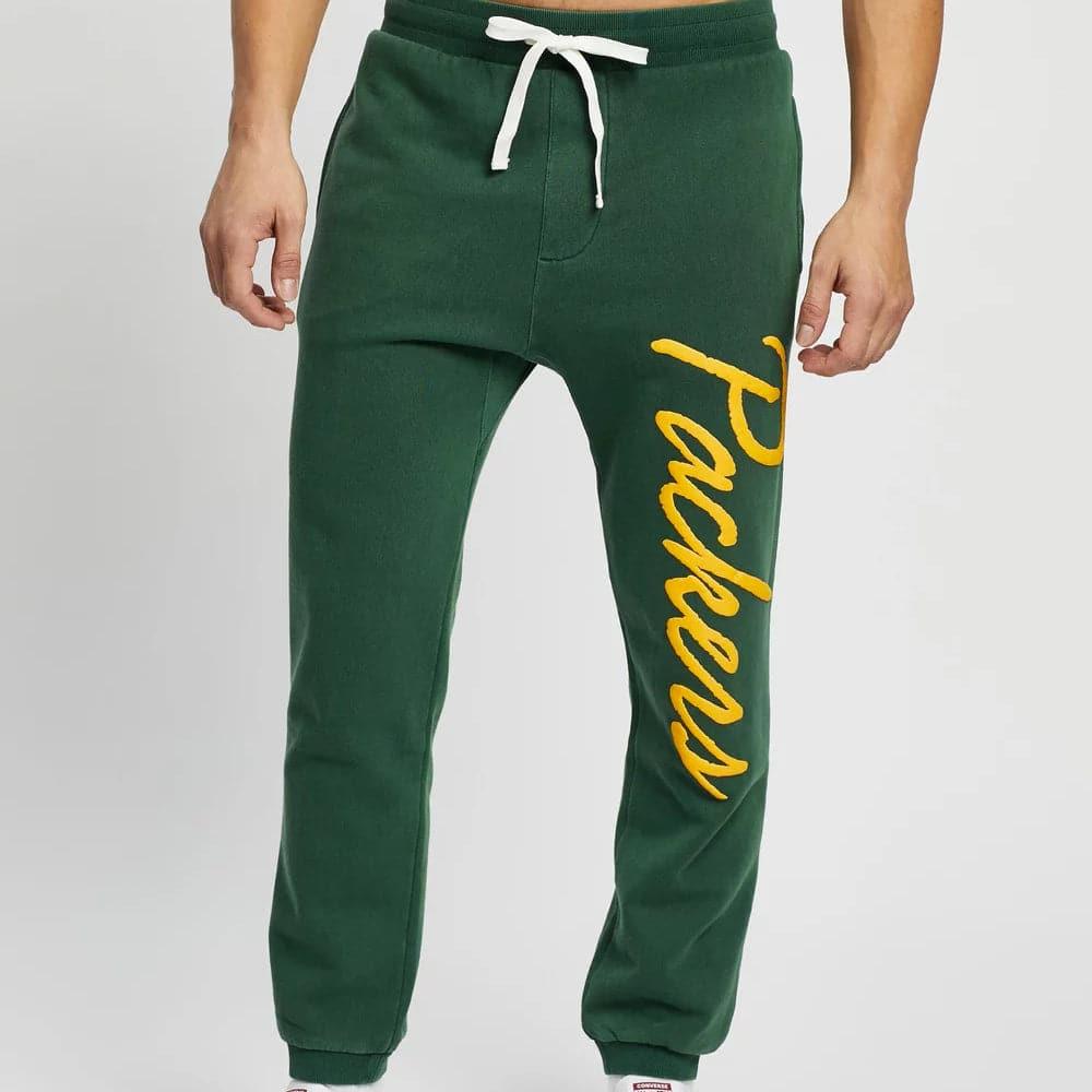 Majestic Athletic Pants Green Bay Packers Majestic NFL Script Baggy Track Pants - Faded Green