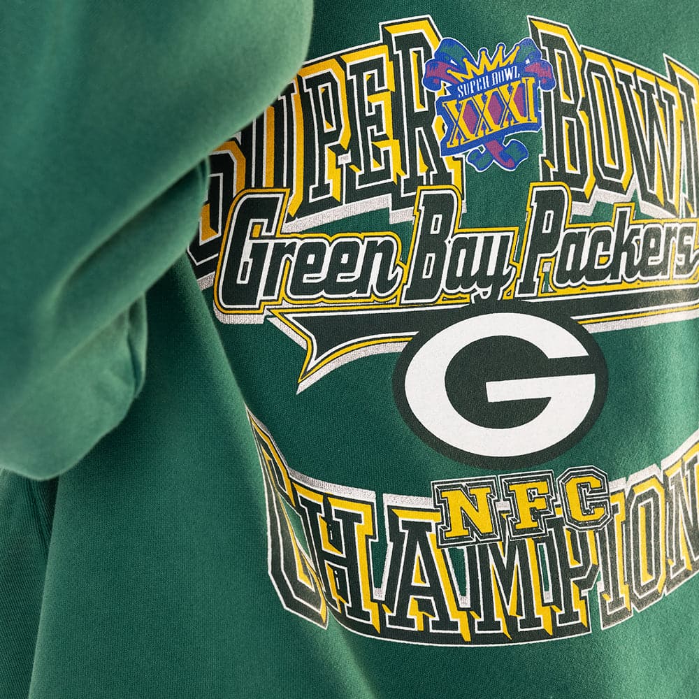 Mitchell And Ness Jumpers Green Bay Packers Mitchell & Ness NFL Champs Vintage Crew Jumper - Faded Green