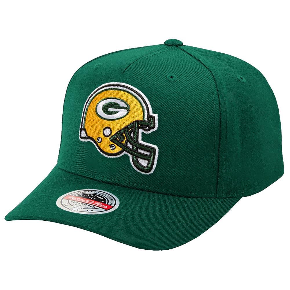 Mitchell And Ness Caps Green Bay Packers Mitchell & Ness NFL Sweep Right Classic Red Curve Snapback Hat - Green