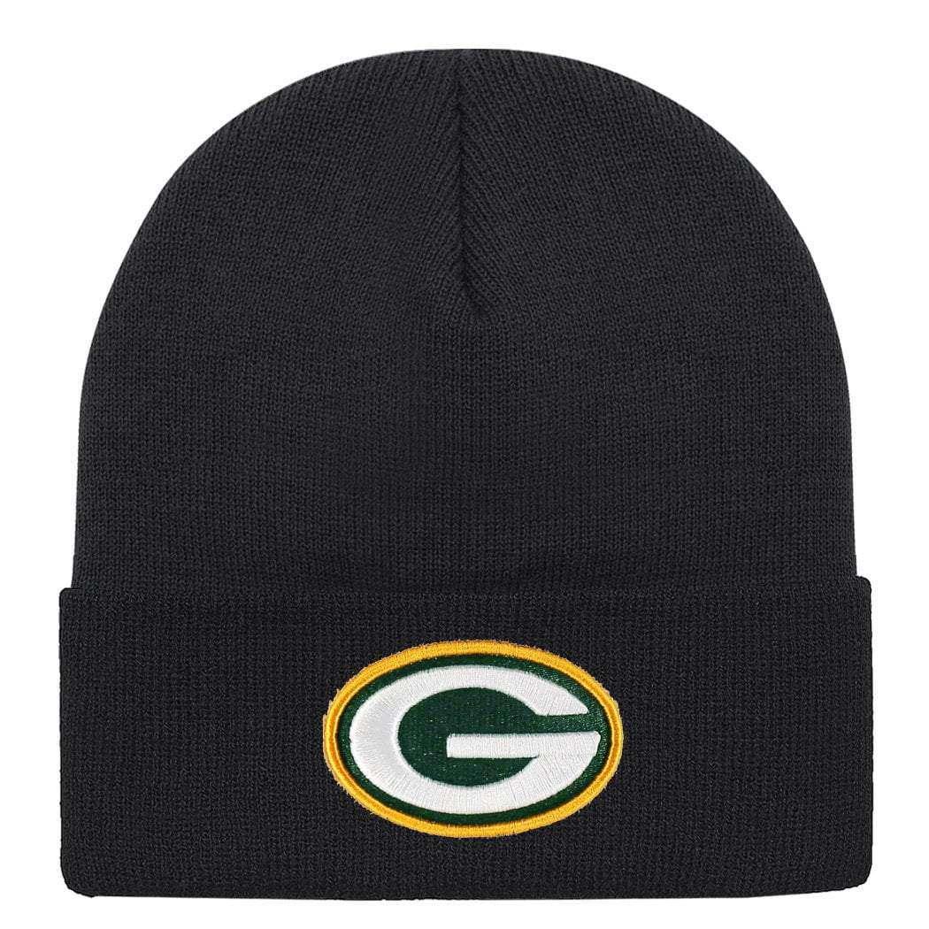 Mitchell And Ness Beanies Green Bay Packers Mitchell & Ness NFL Team Logo Cuff Knit Beanie - Black