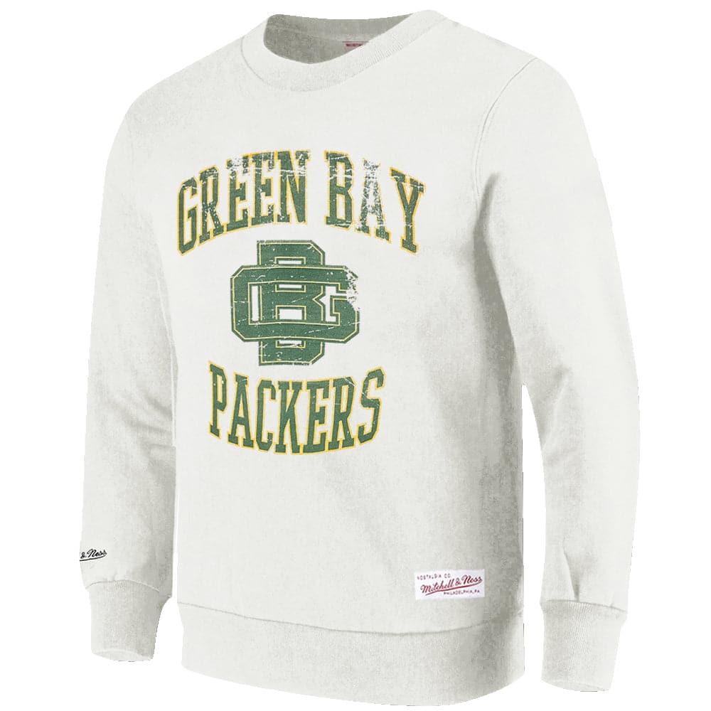Mitchell And Ness Jumpers Green Bay Packers Mitchell & Ness NFL Throwback Crest Vintage Crew Jumper - Vintage White