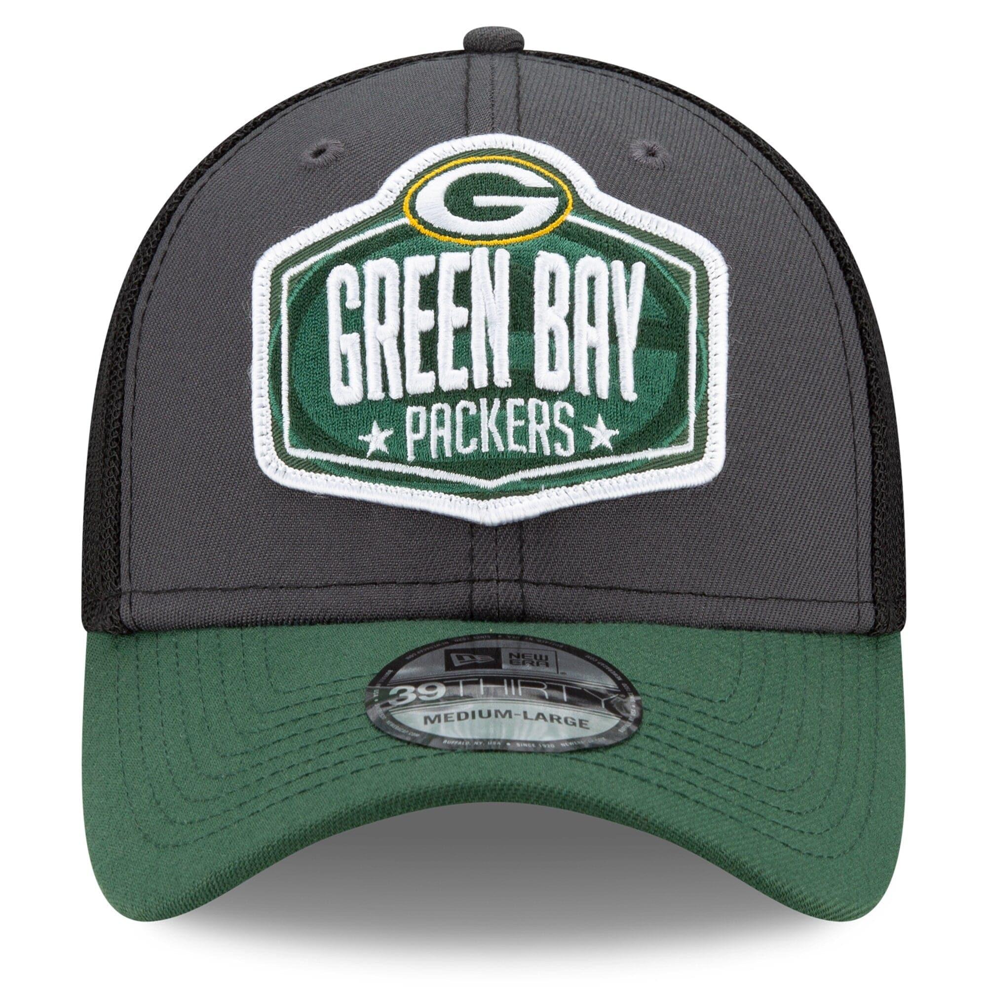New Era Caps Green Bay Packers New Era 2021 NFL Draft 39THIRTY Flex Fit Curve Hat - Graphite