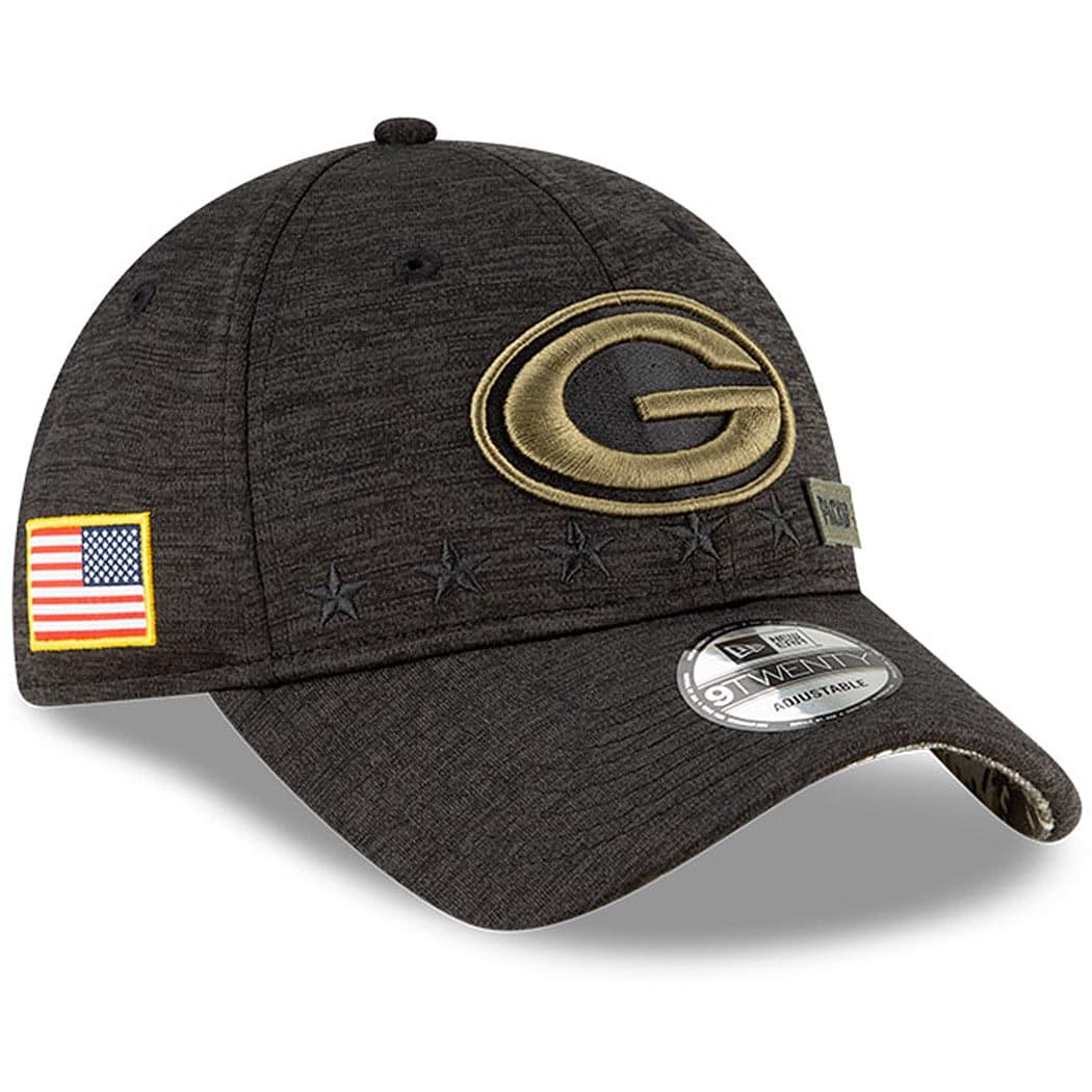 New Era Caps Green Bay Packers New Era NFL 2020 Salute To Service 9TWENTY Curve Hat - Black