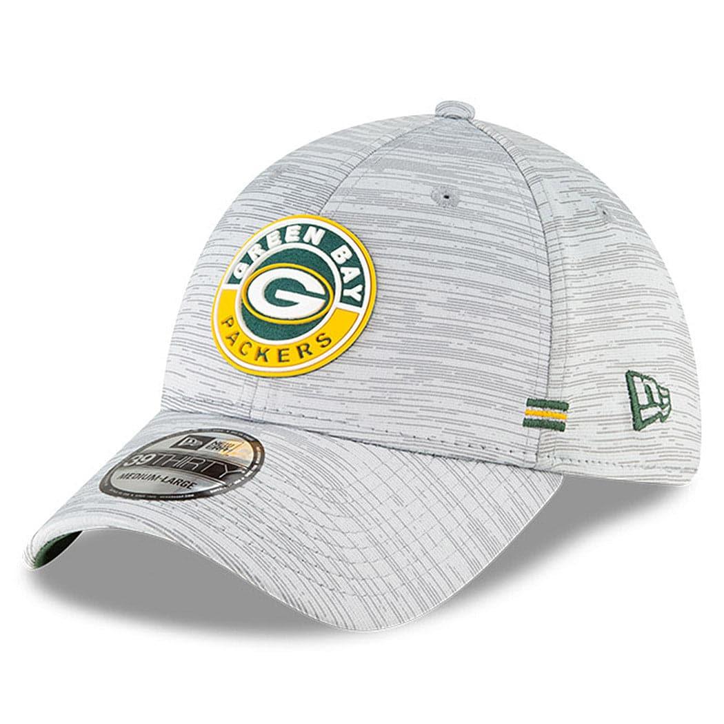 New Era Caps Green Bay Packers New Era NFL 2020 Sideline 39THIRTY Flex Fit Curve Hat - Grey