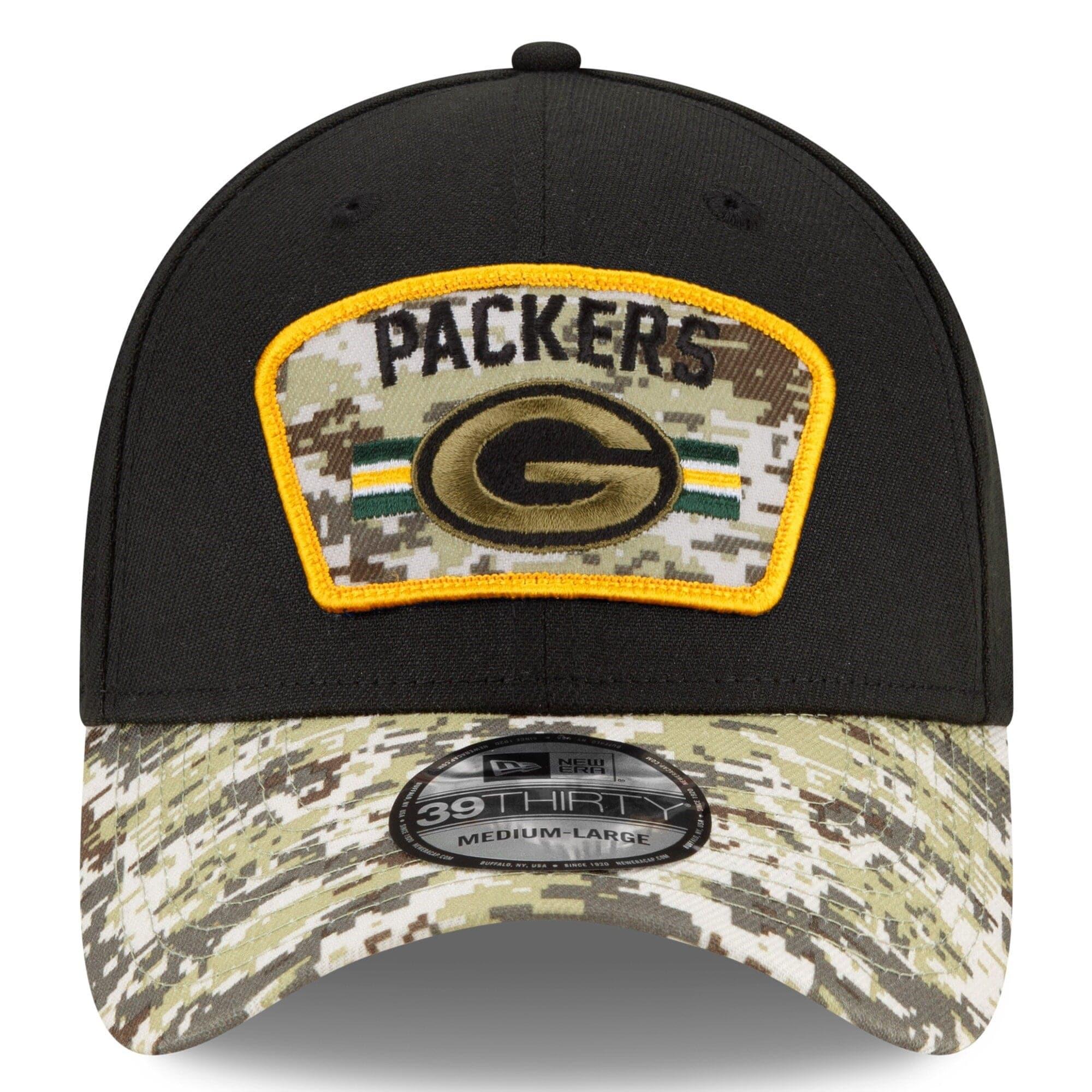 New Era Caps Green Bay Packers New Era NFL 2021 Salute To Service 39THIRTY Flex Fit Hat - Black