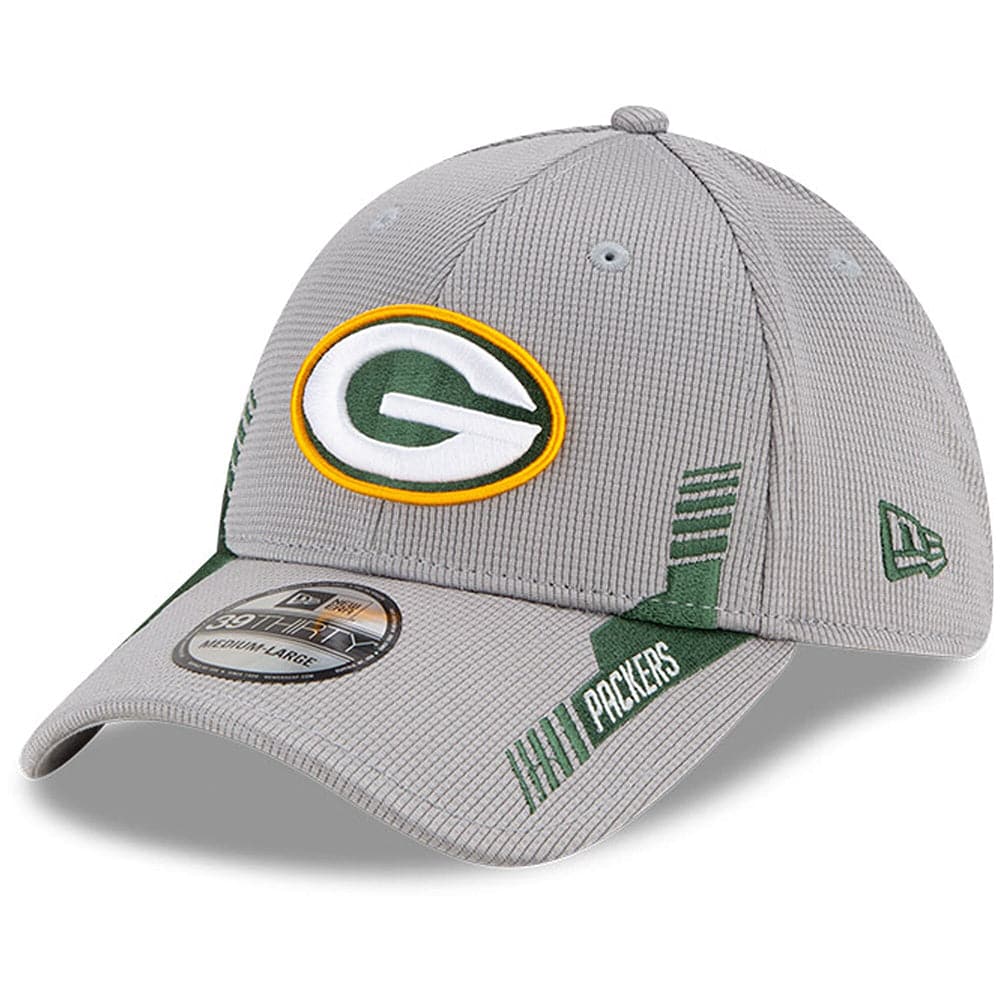 New Era Caps Green Bay Packers New Era NFL 2021 Sideline Home 39THIRTY Flex Fit Hat - Grey