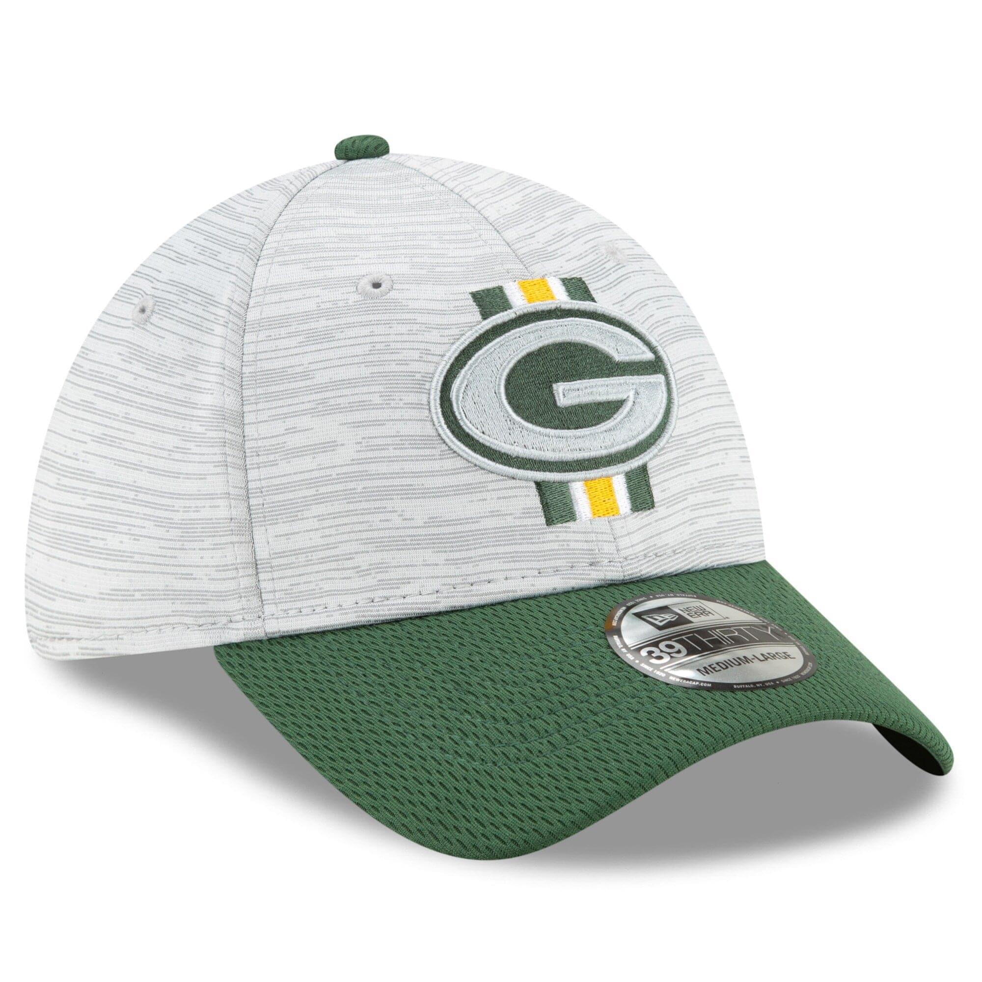 New Era Caps Green Bay Packers New Era NFL 2021 Training Camp 39THIRTY Flex Fit Curve Hat - Grey