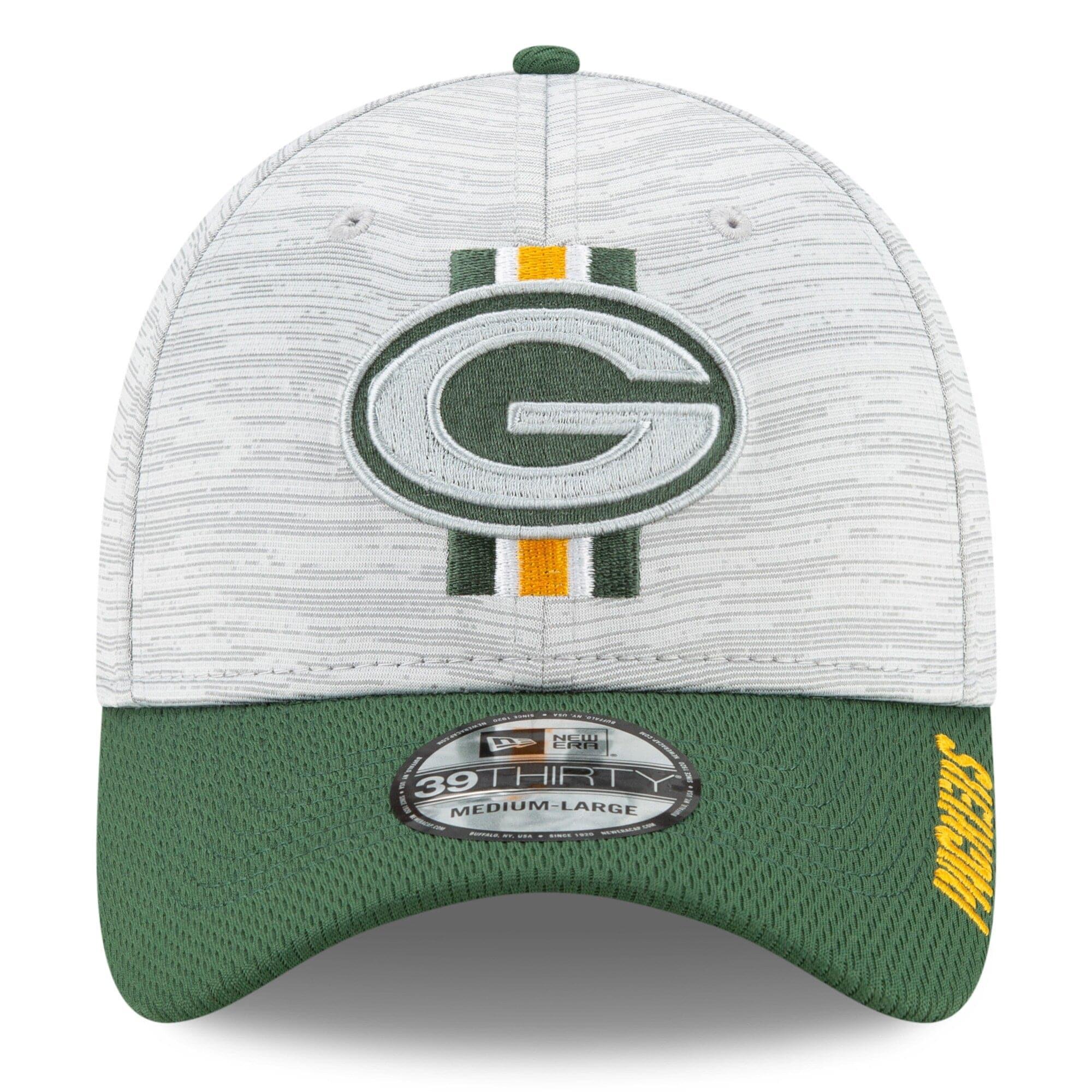 New Era Caps Green Bay Packers New Era NFL 2021 Training Camp 39THIRTY Flex Fit Curve Hat - Grey