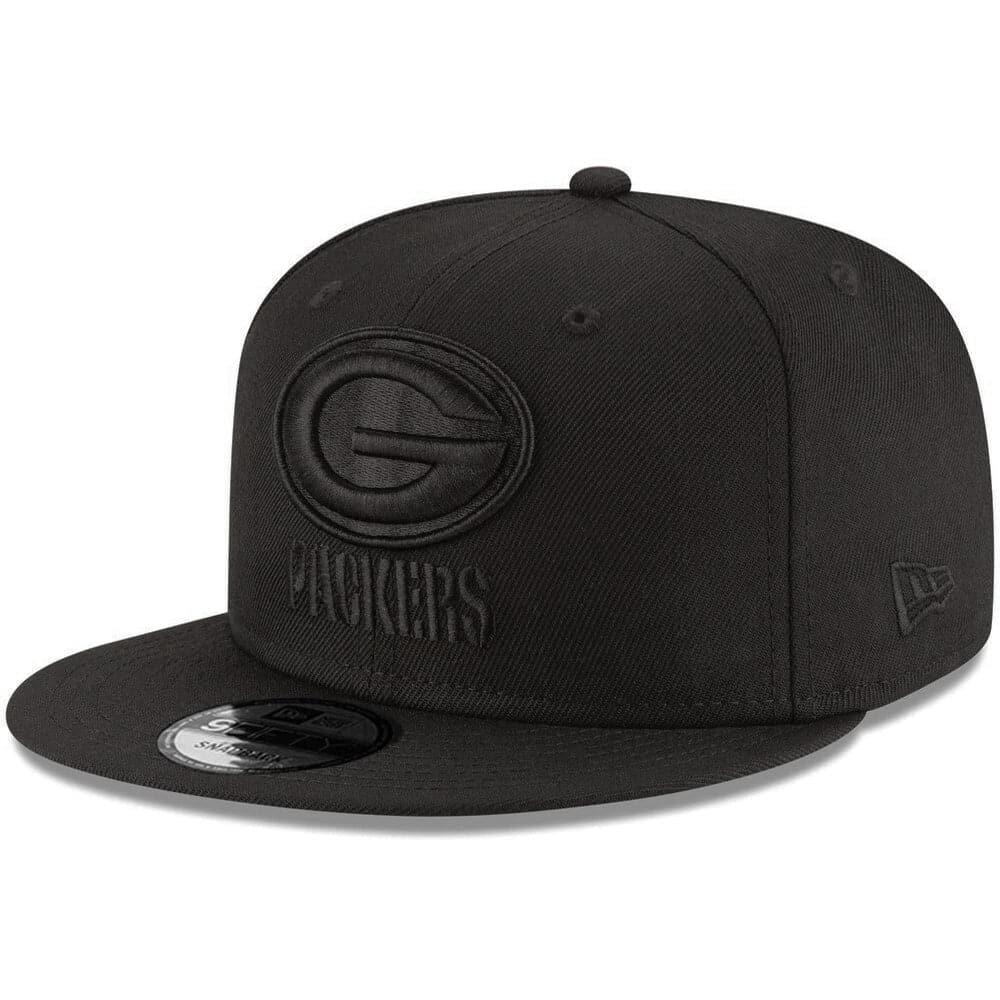 New Era Caps Green Bay Packers New Era NFL Black On Black 9FIFTY Snapback Hat - Black