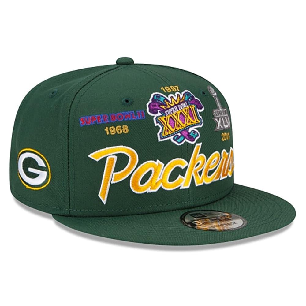 New Era Caps Green Bay Packers New Era NFL Champs Script 9FIFTY Snapback Hat - Green