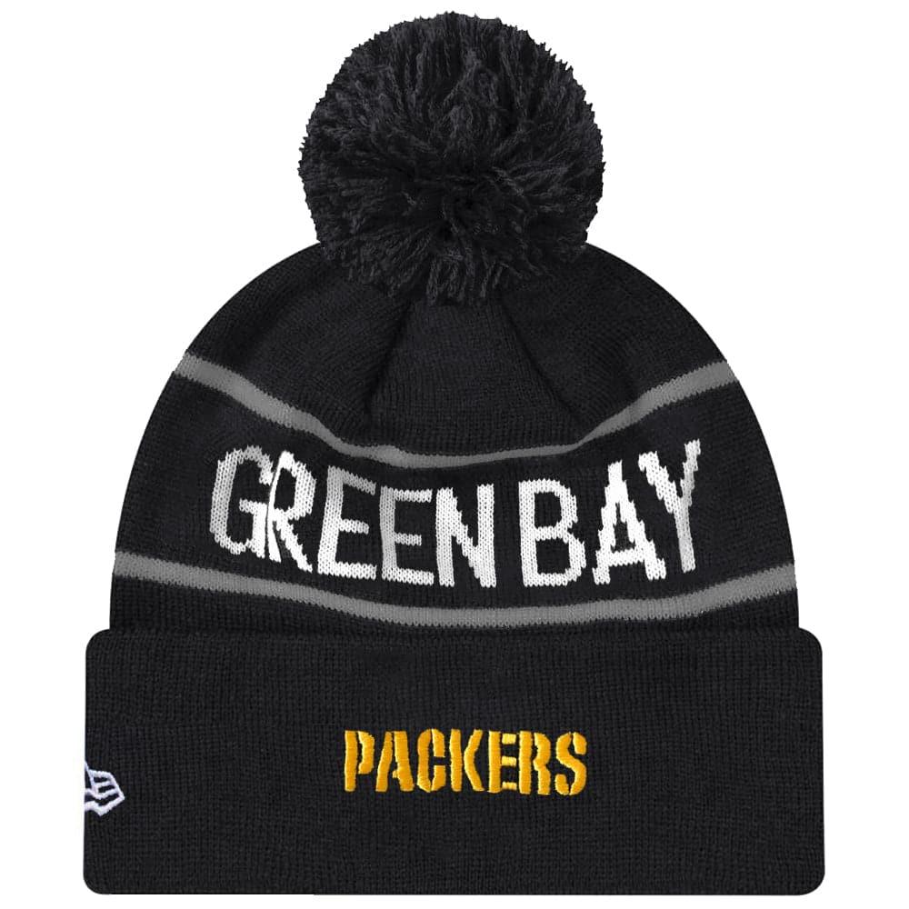 New Era Beanies Green Bay Packers New Era NFL Grey Stripe Knit Beanie - Black