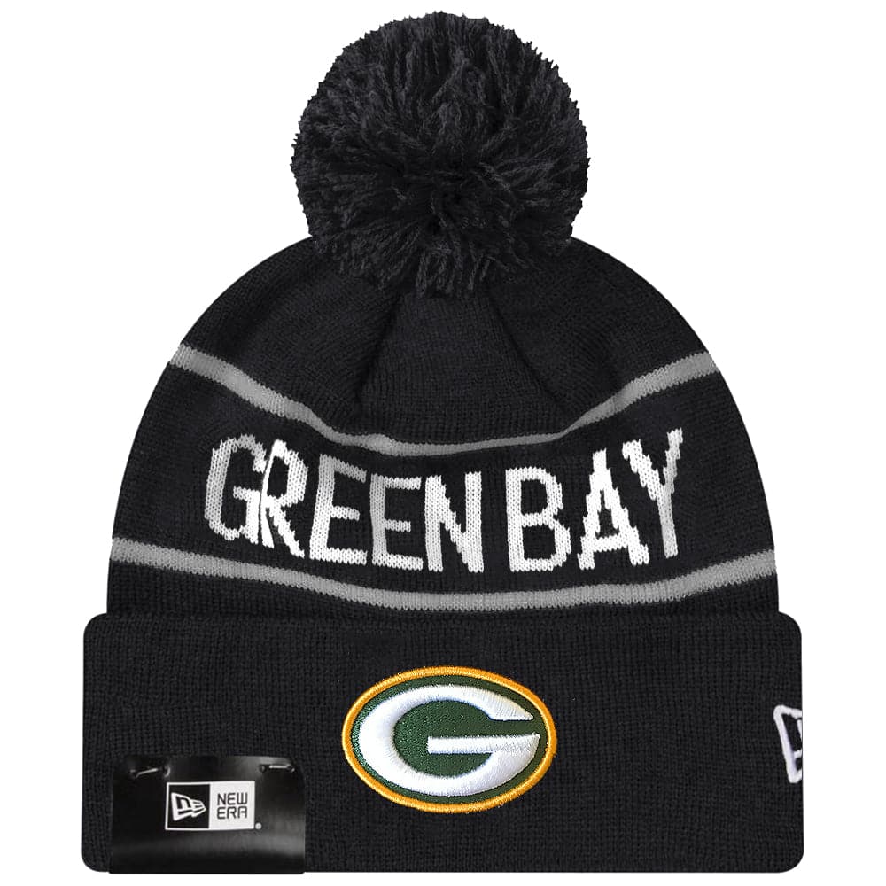 New Era Beanies Green Bay Packers New Era NFL Grey Stripe Knit Beanie - Black