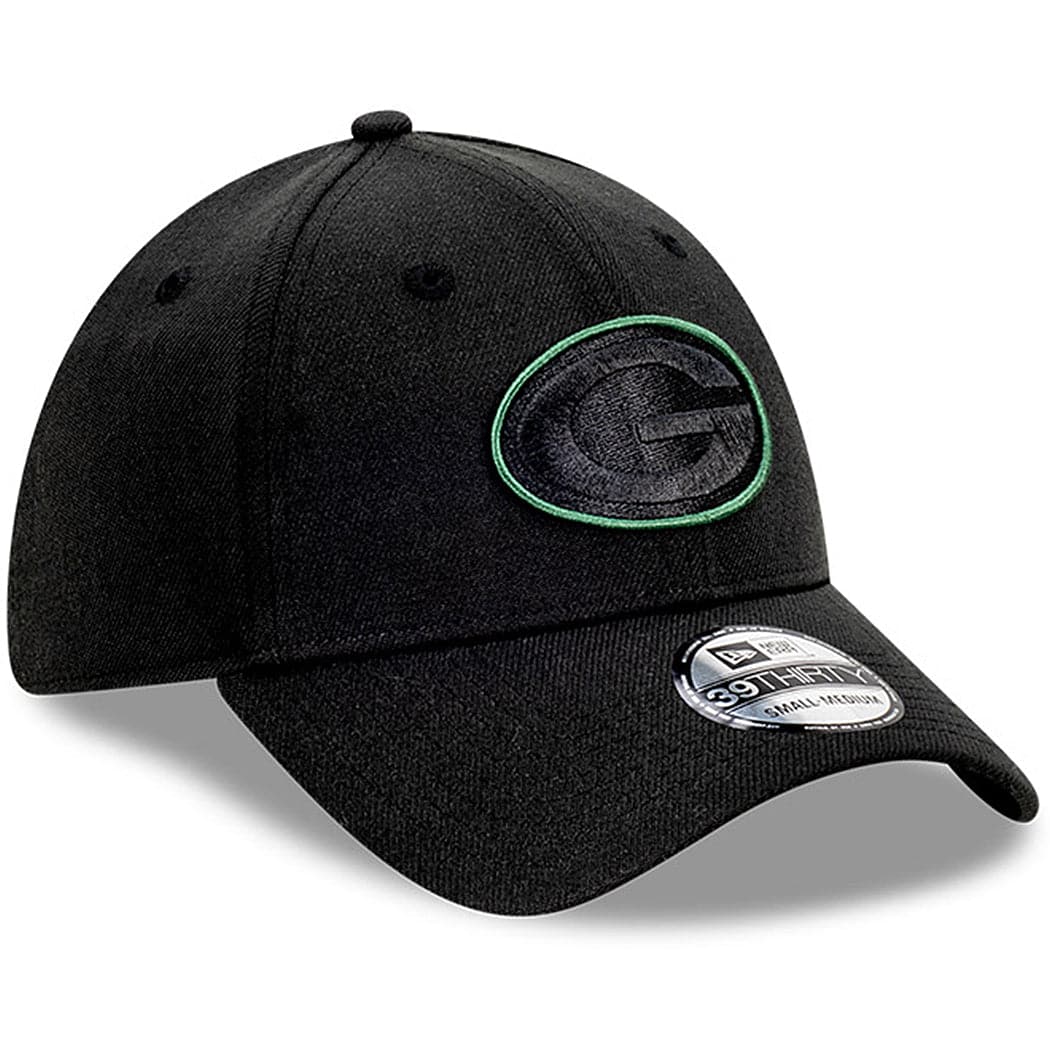 New Era Caps Green Bay Packers New Era NFL Pop Outline 39THIRTY Flex Fiit Curve Hat - Black