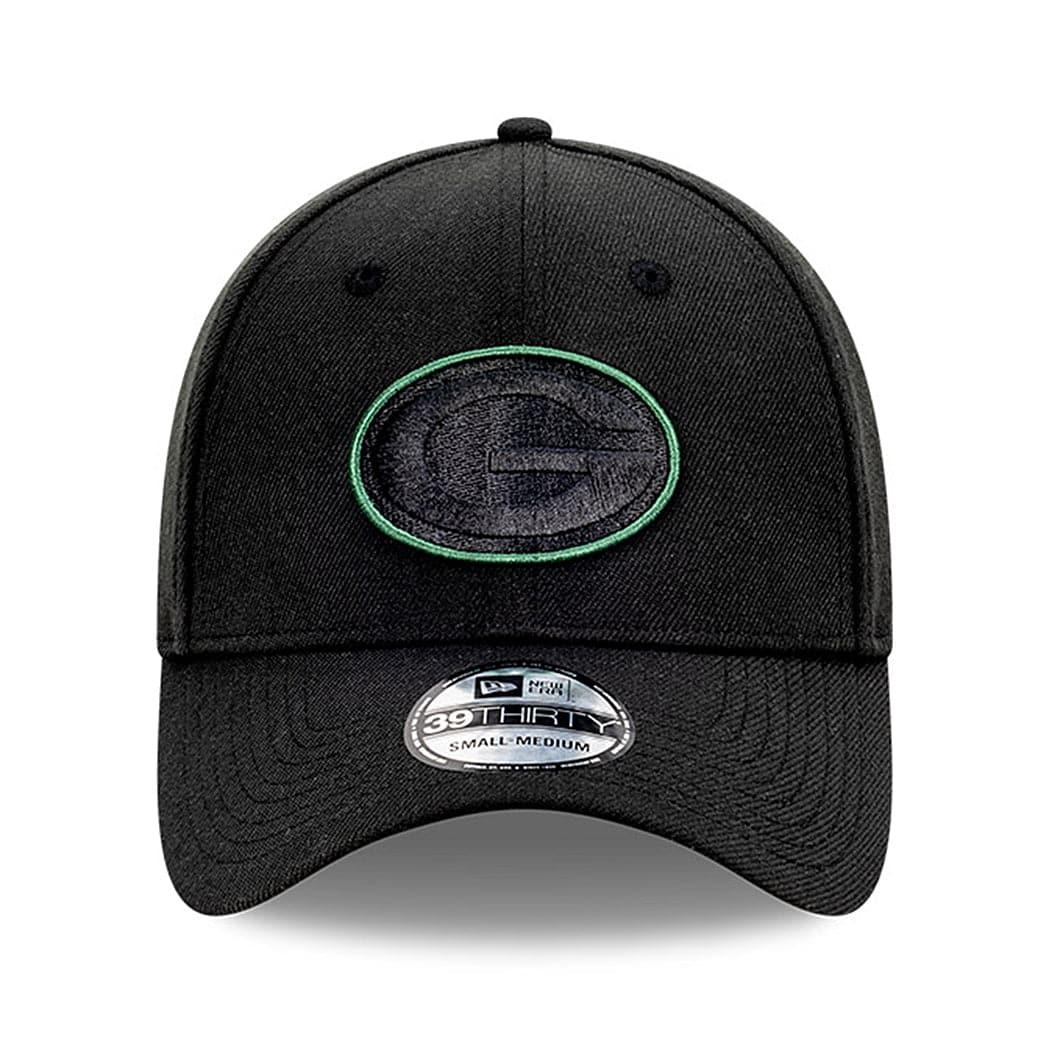 New Era Caps Green Bay Packers New Era NFL Pop Outline 39THIRTY Flex Fiit Curve Hat - Black