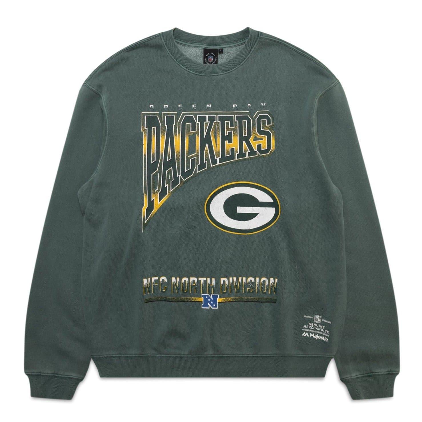 Majestic Athletic Jumpers Green Bay Packers NFL Arch Rise Vintage Crew Jumper - Faded Green