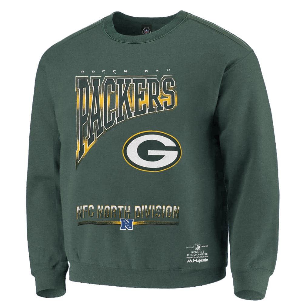 Majestic Athletic Jumpers Green Bay Packers NFL Arch Rise Vintage Crew Jumper - Faded Green