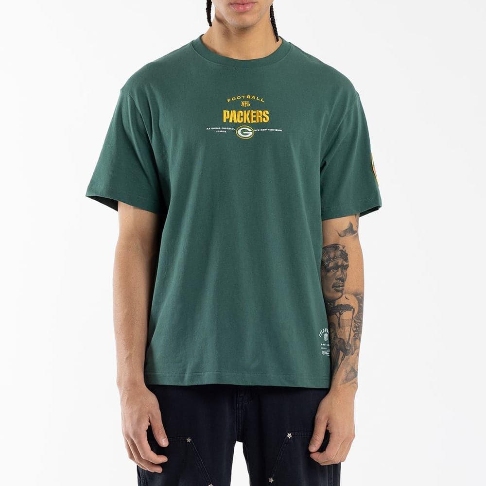 Majestic Athletic T-Shirts Green Bay Packers NFL Chest Patch Vintage T-Shirt - Faded Green