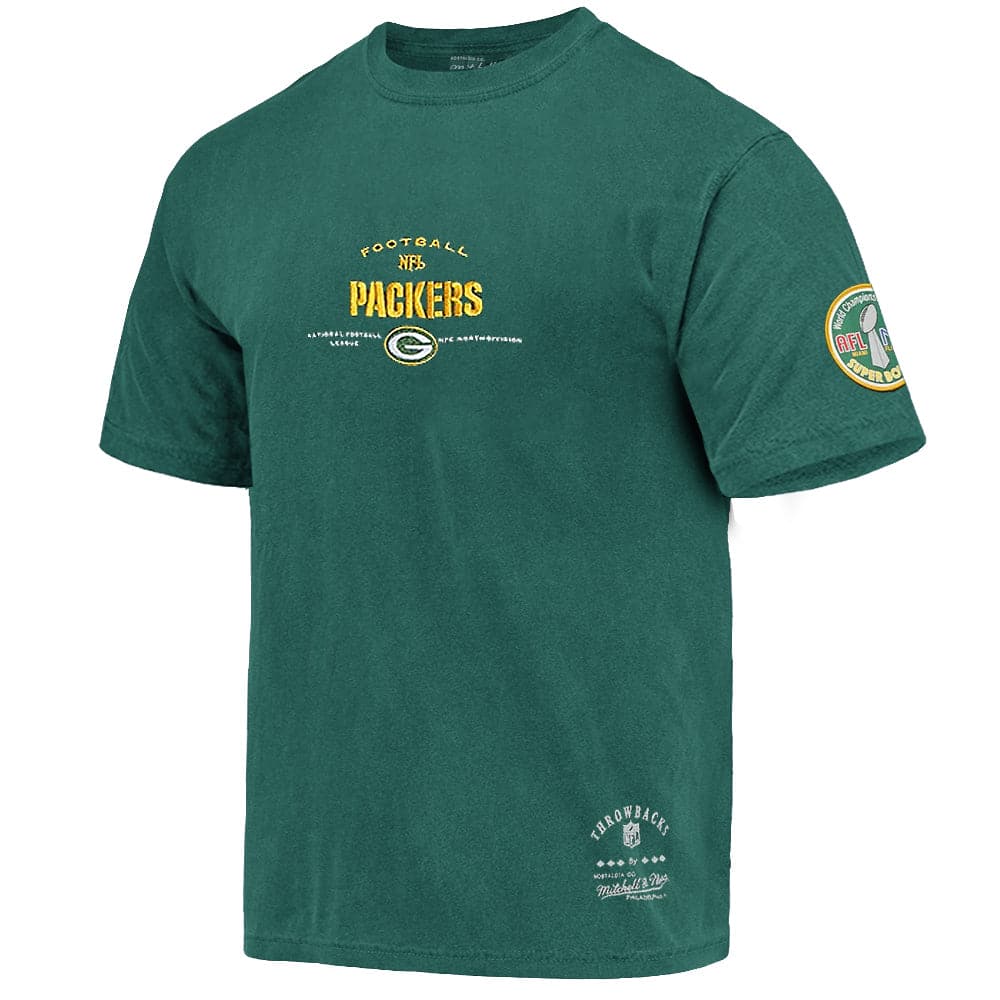 Majestic Athletic T-Shirts Green Bay Packers NFL Chest Patch Vintage T-Shirt - Faded Green