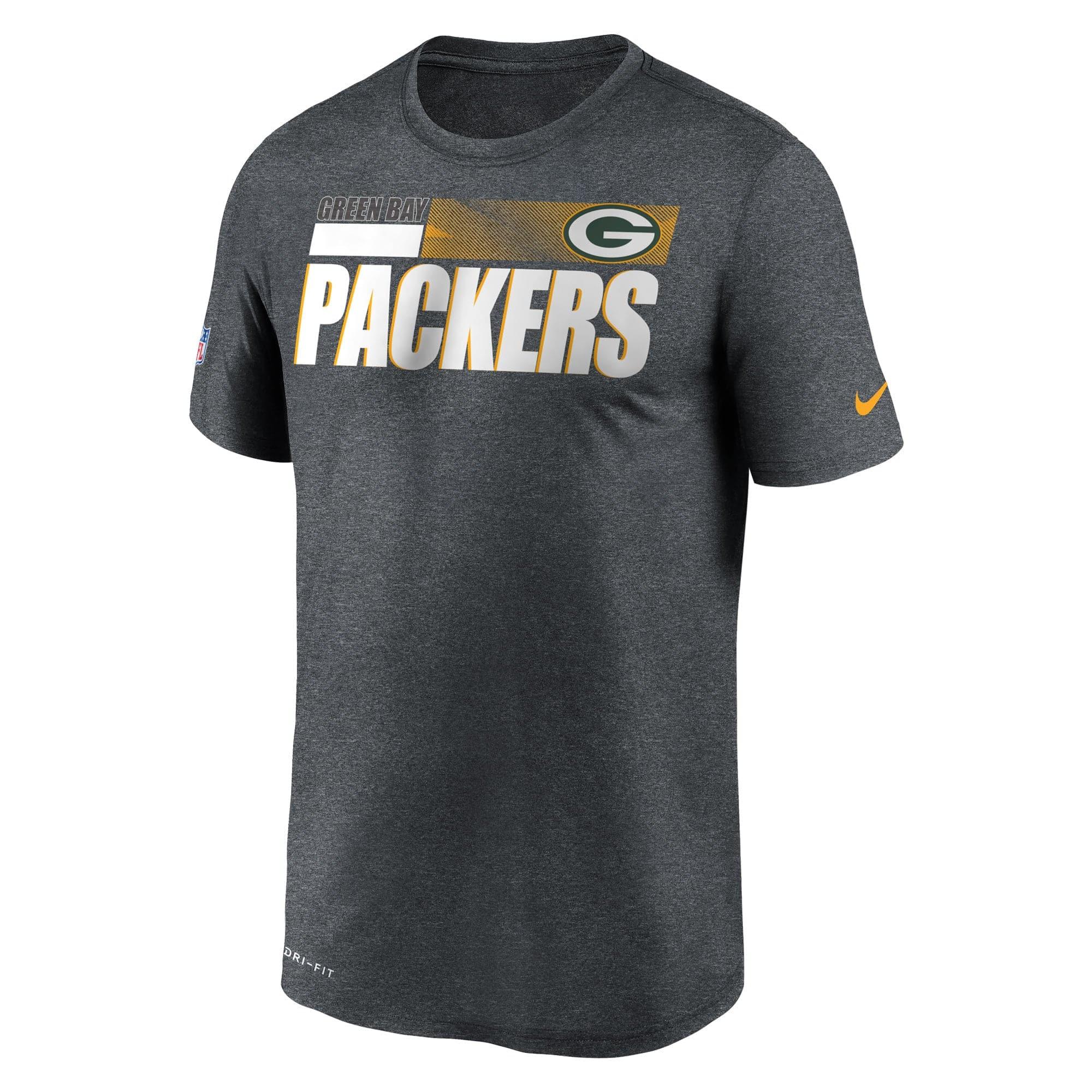 Nike T-Shirts Green Bay Packers Nike NFL Team Name Sideline Legend Performance T-Shirt - Charcoal Heather