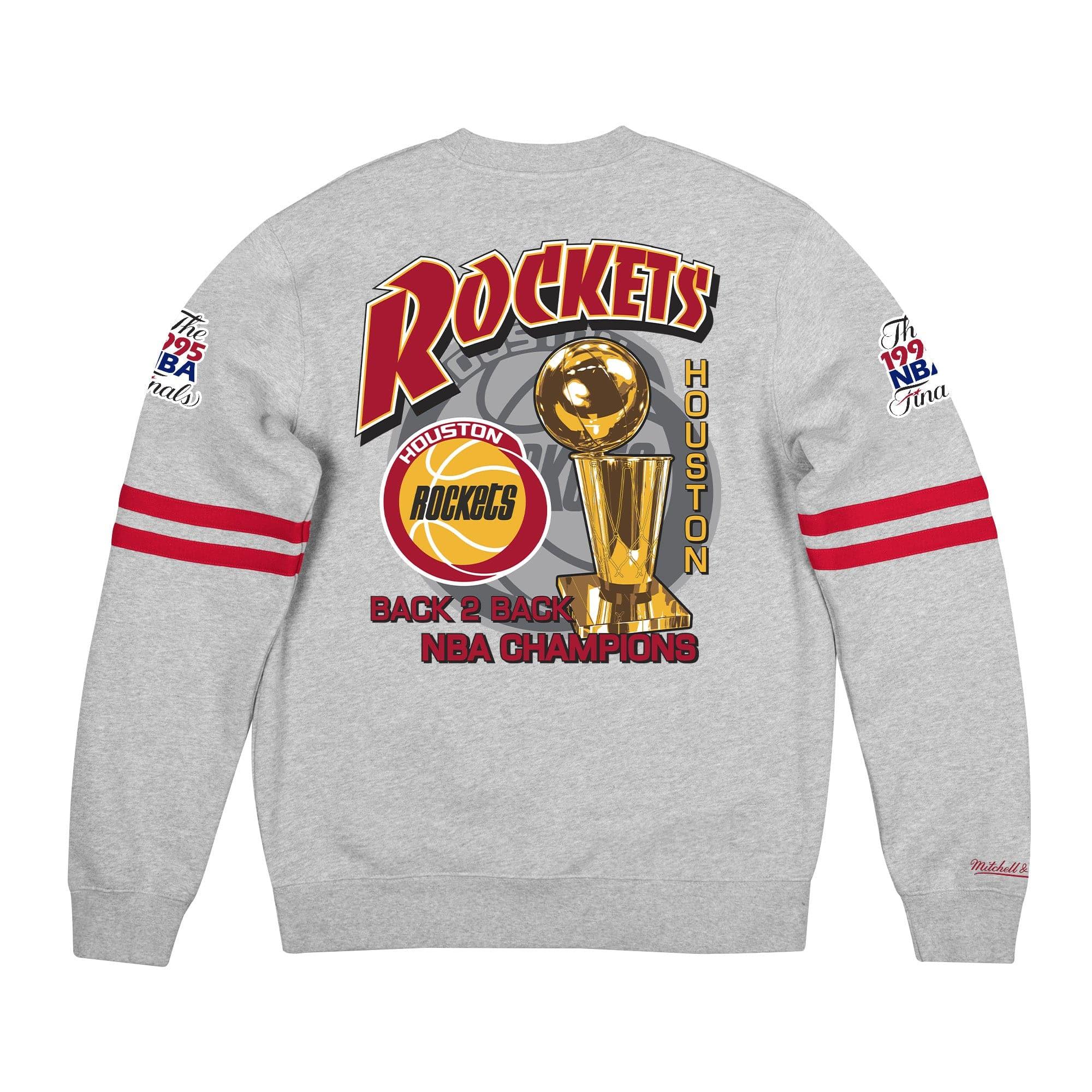 Mitchell And Ness Jumpers Houston Rockets Mitchell & Ness NBA All Over Champs Premium Crew Jumper - Grey