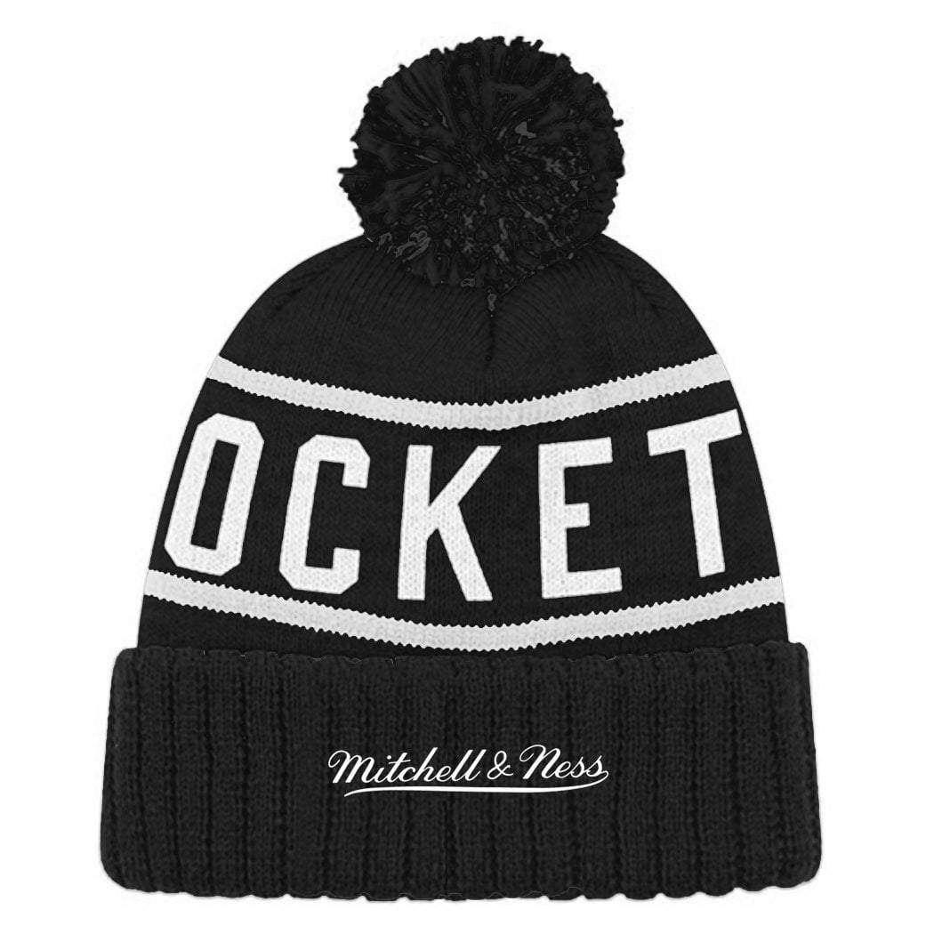 Mitchell And Ness Beanies Houston Rockets Mitchell & Ness NBA Black & White HWC High 5 Knit Beanie
