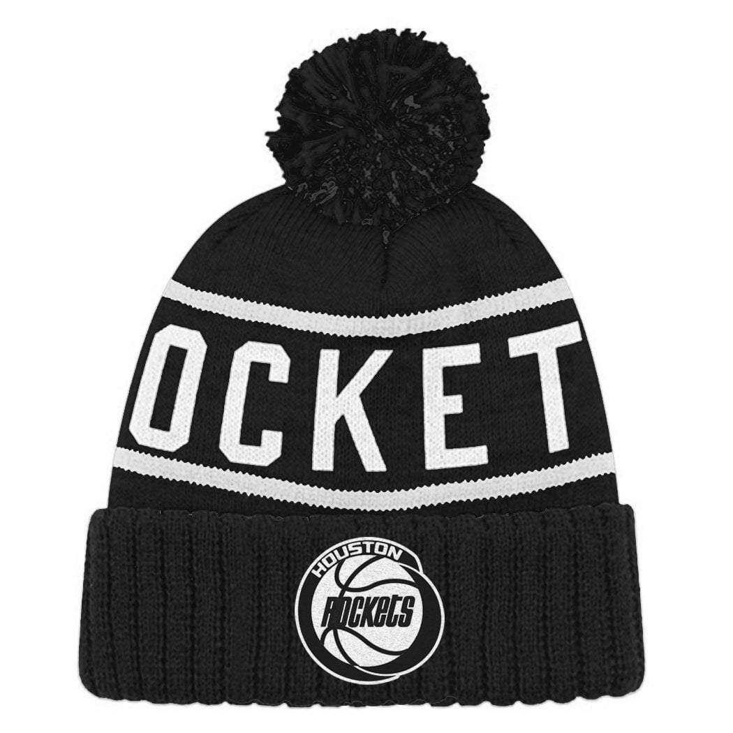 Mitchell And Ness Beanies Houston Rockets Mitchell & Ness NBA Black & White HWC High 5 Knit Beanie