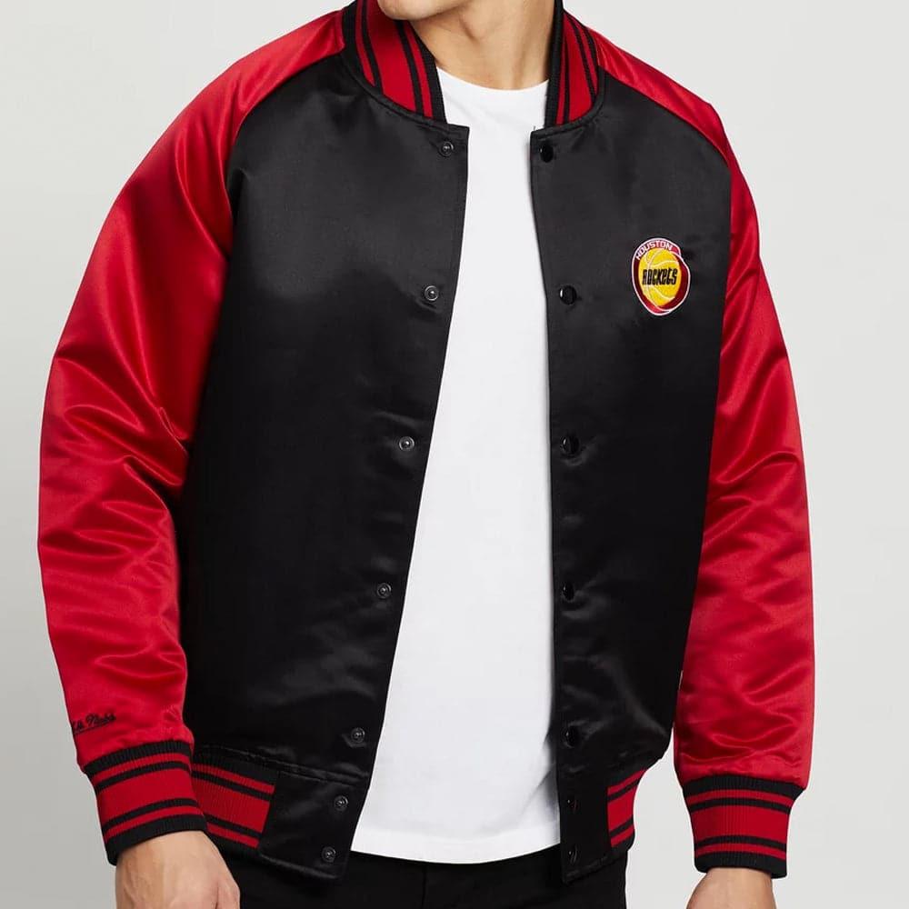 Mitchell And Ness Jackets Houston Rockets Mitchell & Ness NBA Colossal Premium HWC Jacket - Black