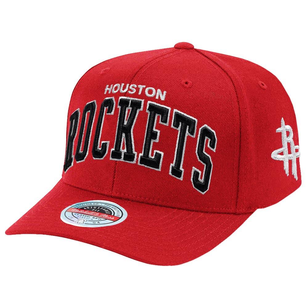 Mitchell And Ness Caps Houston Rockets Mitchell & Ness NBA Iconic Classic Red Curve Snapback Hat - Red
