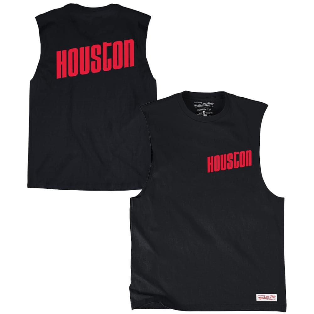 Mitchell And Ness T-Shirts Houston Rockets Mitchell & Ness NBA Retro Repeat Muscle T-Shirt - Black