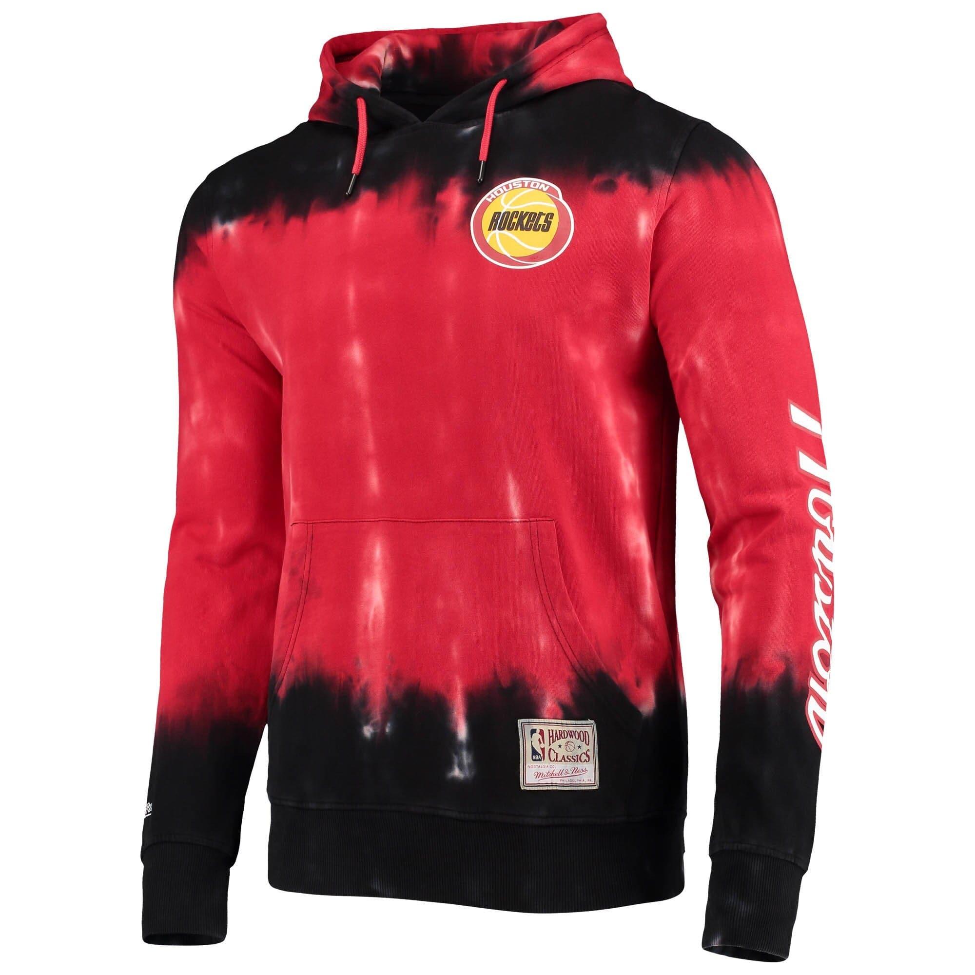 Mitchell And Ness Jumpers Houston Rockets Mitchell & Ness NBA Tie Dye Premium Hoodie Jumper - Red