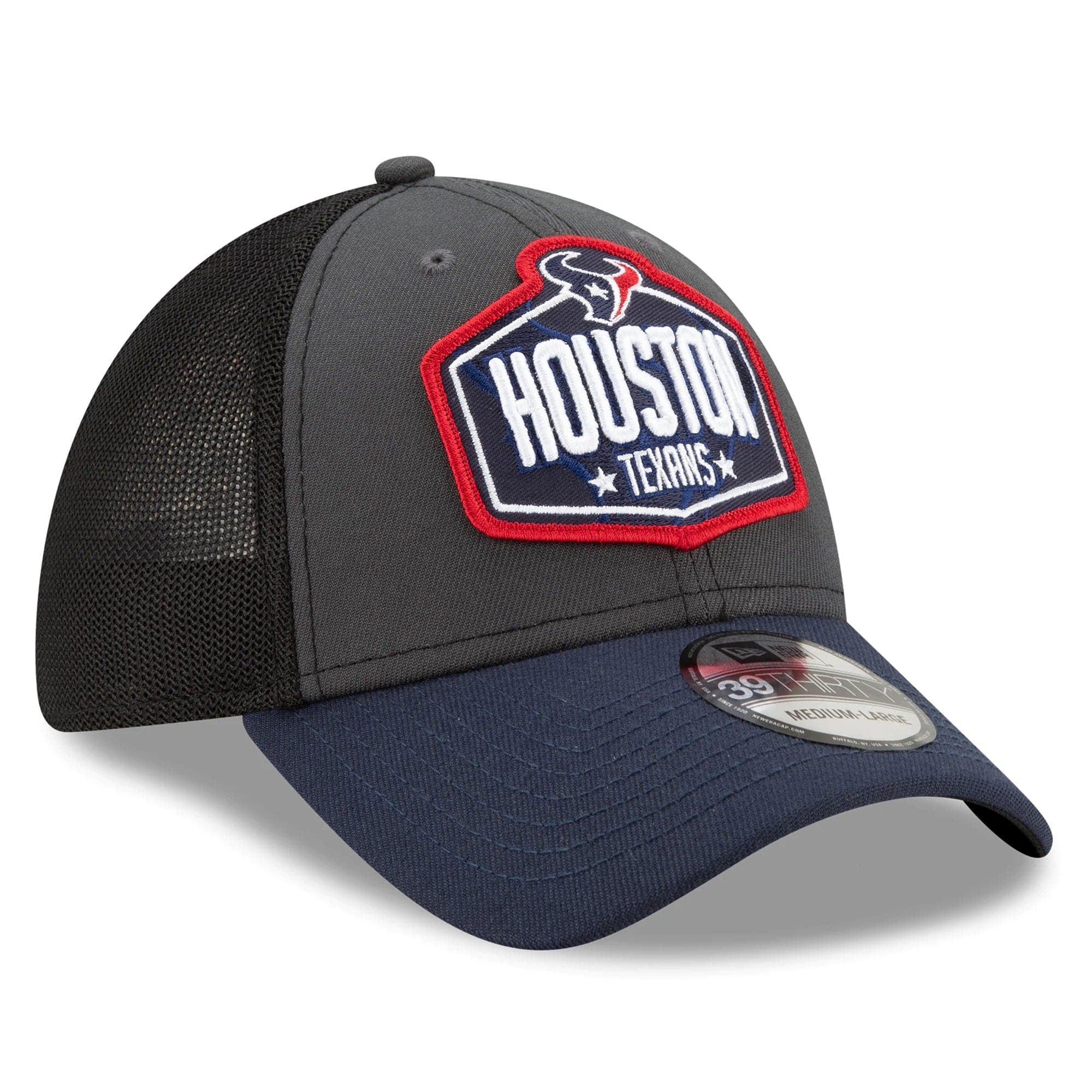 New Era Caps Houston Texans New Era 2021 NFL Draft 39THIRTY Flex Fit Curve Hat - Graphite