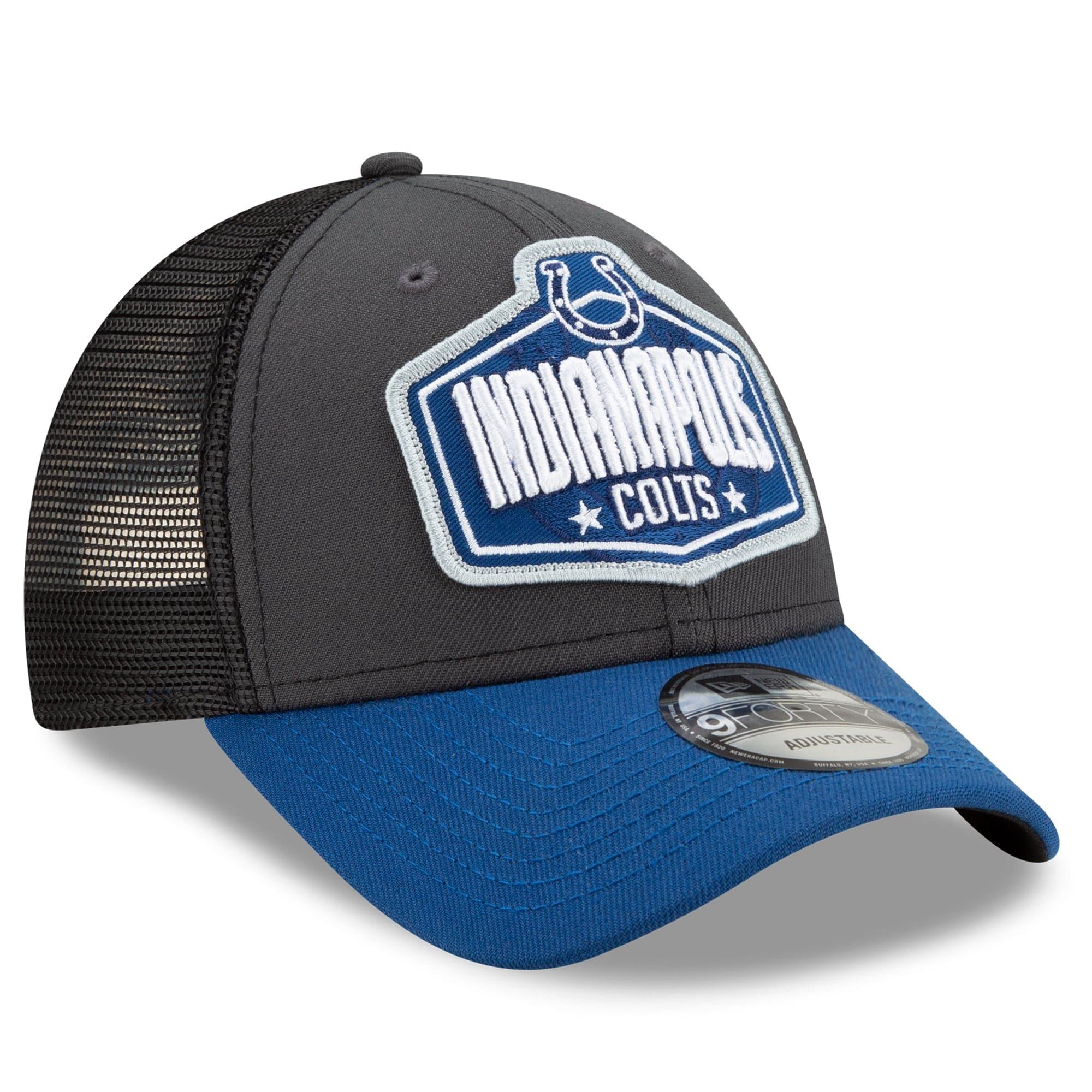 New Era Caps Indianapolis Colts New Era 2021 NFL Draft 9FORTY Snapback Curve Hat - Graphite