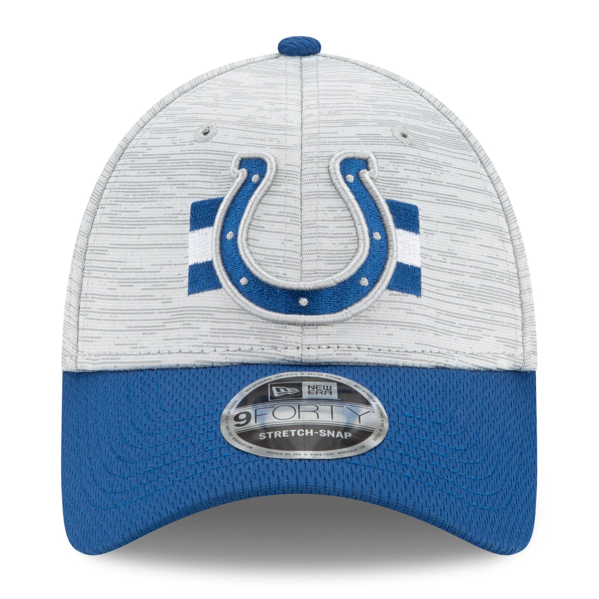 New Era Caps Indianapolis Colts New Era NFL 2021 Training Camp 9FORTY Curve Stretch Snapback Hat - Grey