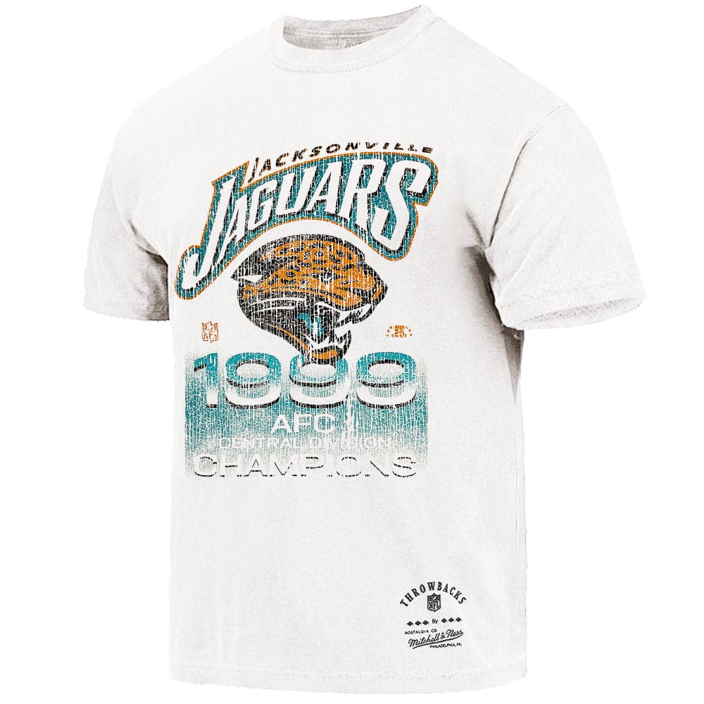 Mitchell And Ness T-Shirts Jacksonville Jaguars Mitchell & Ness NFL 90 Division Vintage T-Shirt - Off White