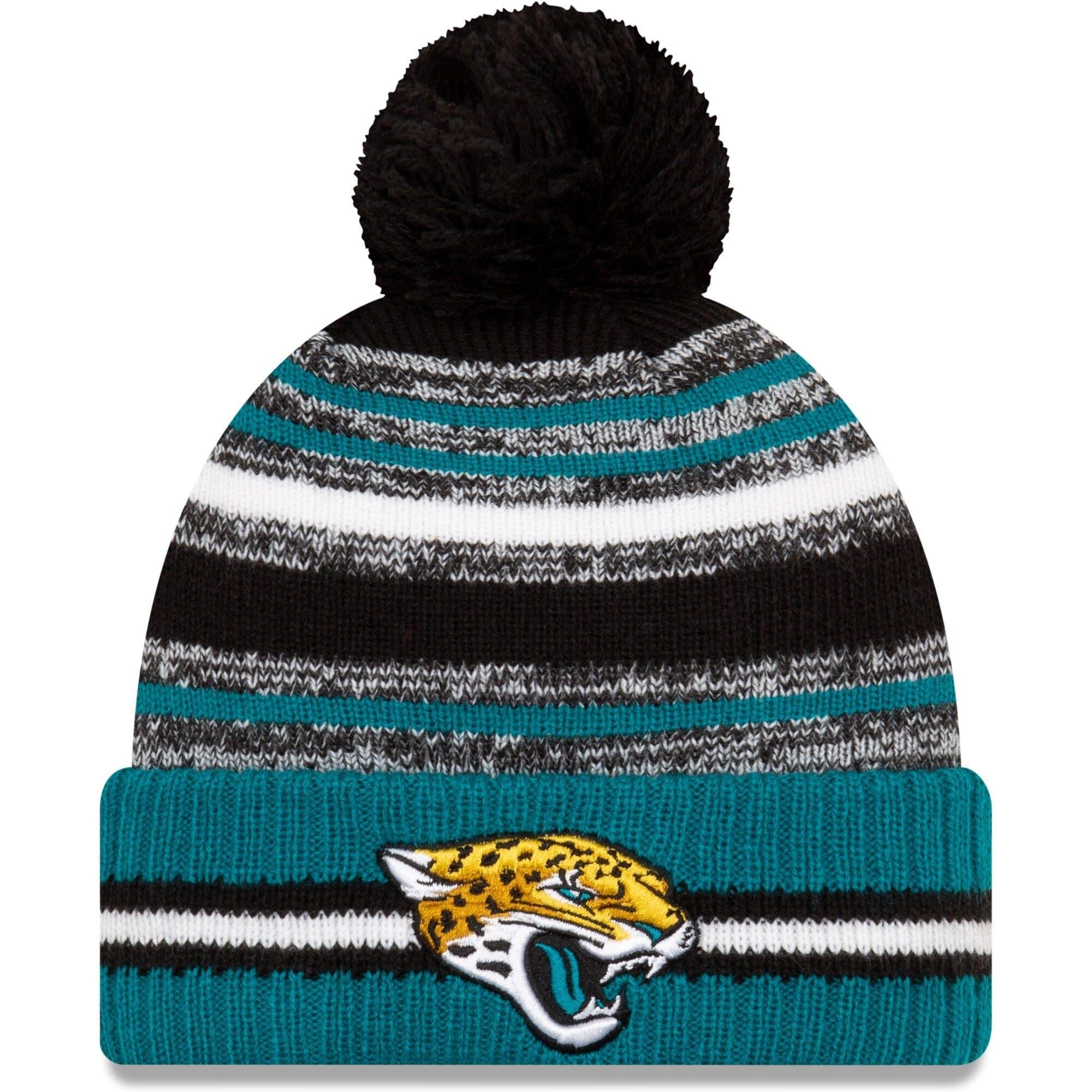 New Era Beanies Jacksonville Jaguars New Era NFL 2021 Sideline Team Pom Knit Beanie - Black