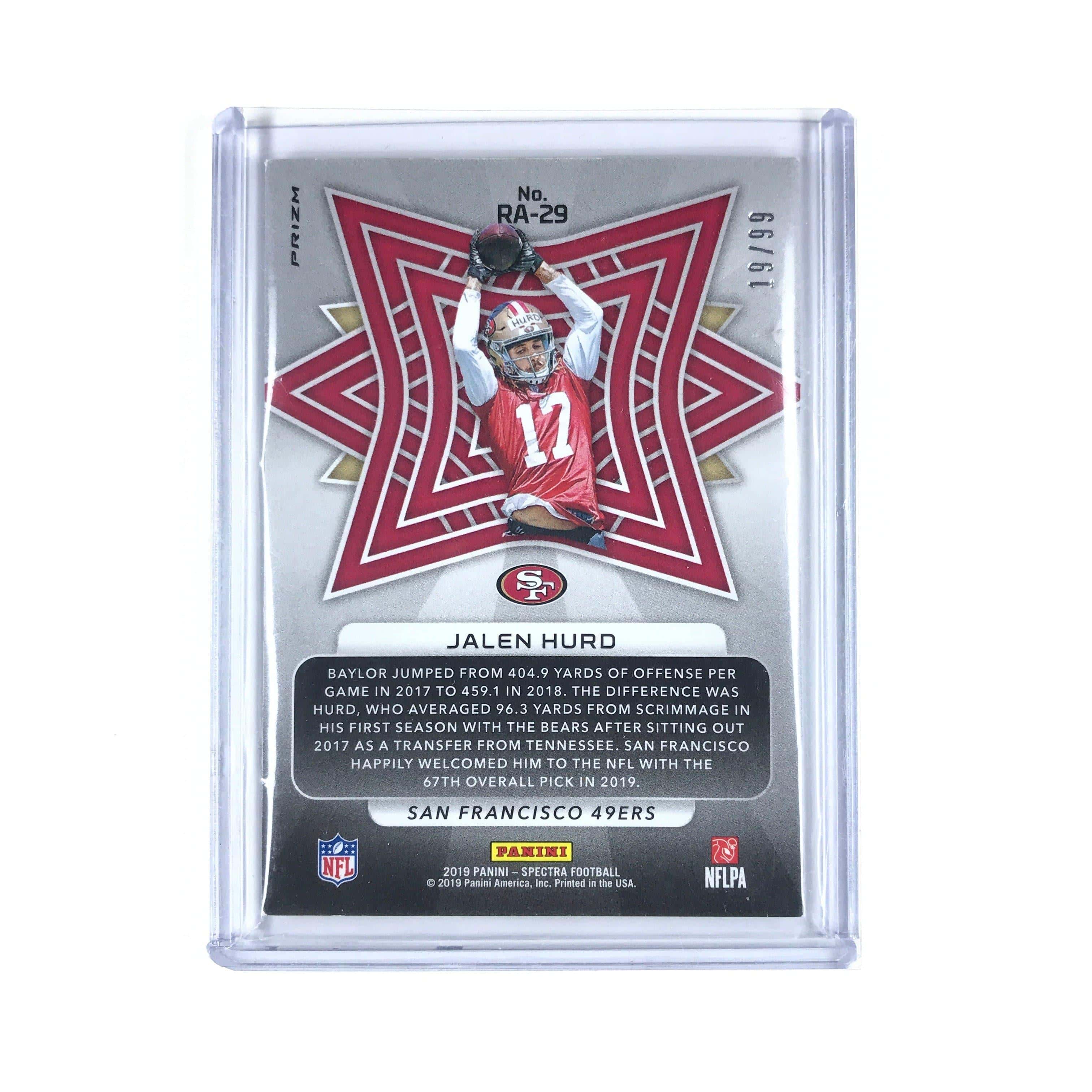 Panini Cards Jalen Hurd San Francisco 49ers 2019 Panini Spectra NFL Rookie Aura /99 Card