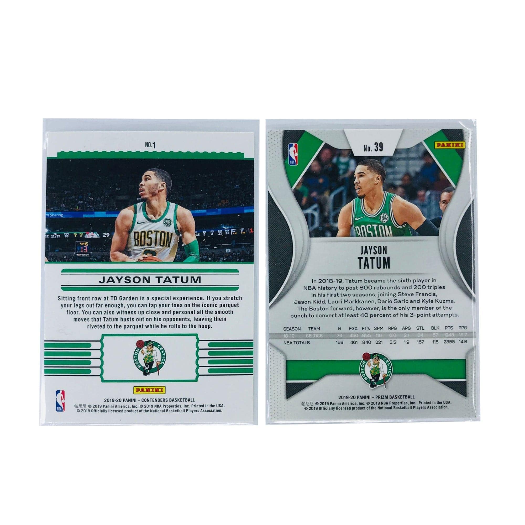 Panini Cards Jayson Tatum Boston Celtics 19-20 Panini NBA 2 Base Card Set