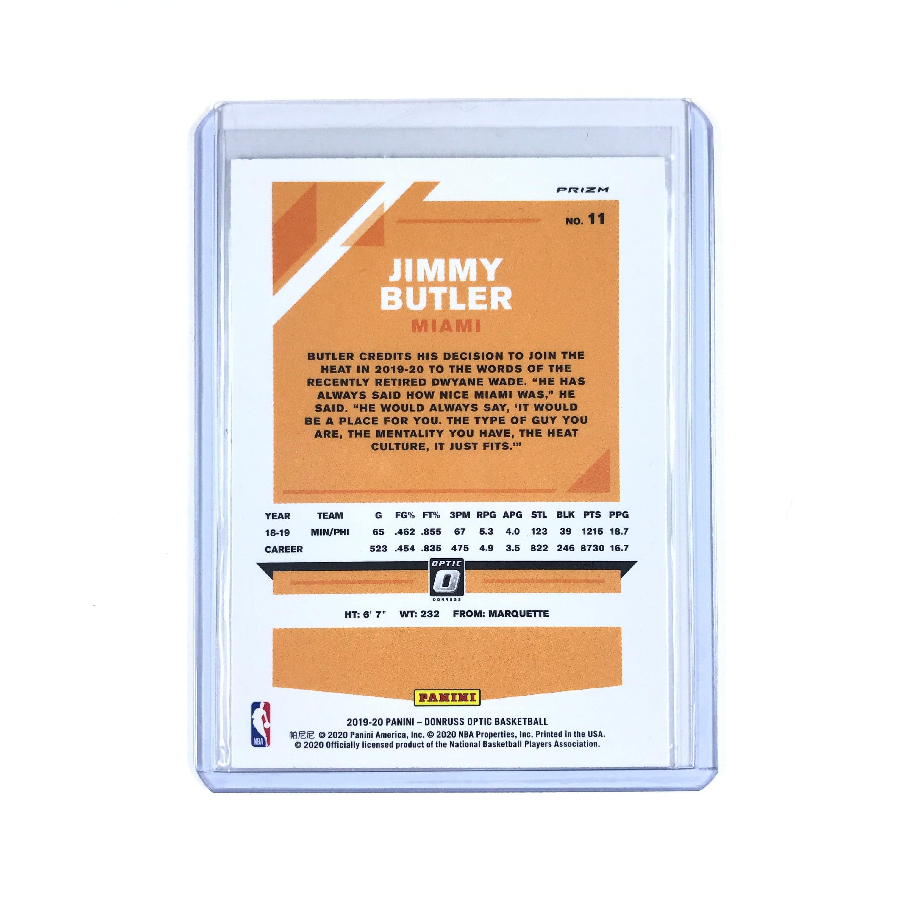 Panini Cards Jimmy Butler Miami Heat 2019-20 Panini Donruss Optic NBA Silver Holo 11 Card