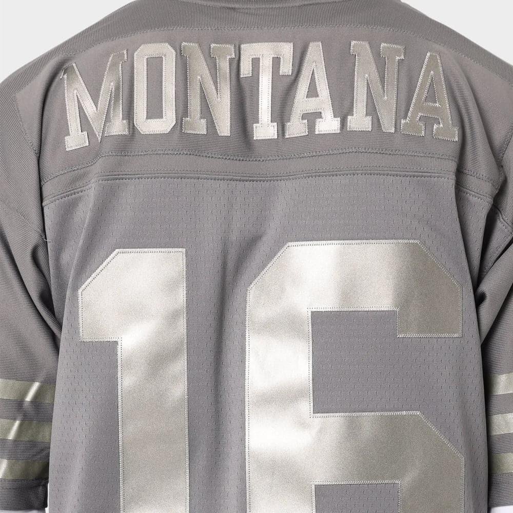 Mitchell And Ness Jerseys Joe Montana San Francisco 49ers Mitchell & Ness NFL Metal Works Legacy Jersey - Gunmetal