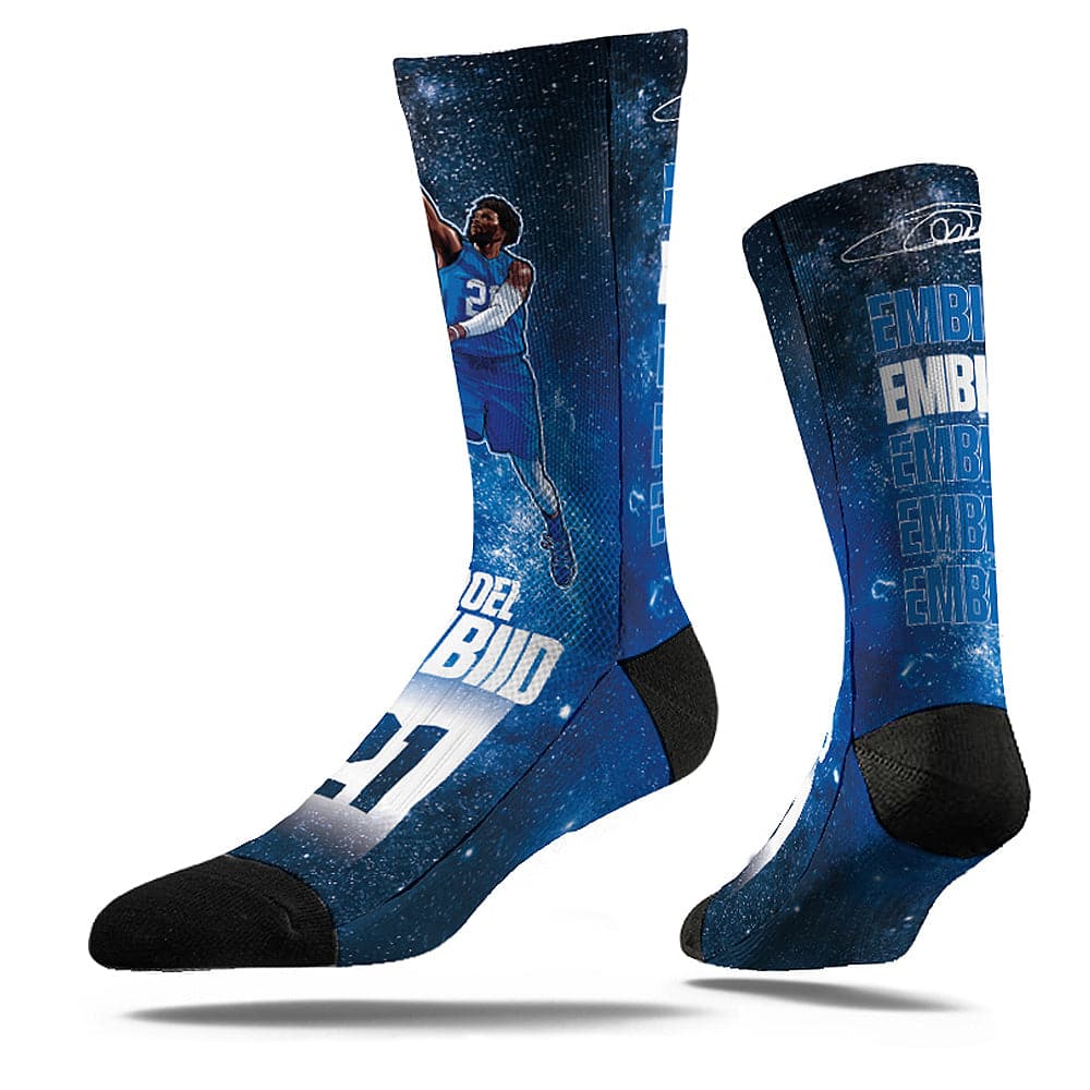 Strideline Socks M/L (8-12 US) Joel Embiid Philadelphia 76ers Strideline NBA Galaxy Classic Crew Socks - Blue