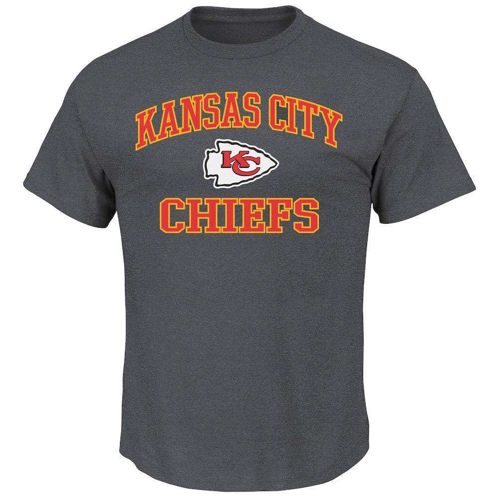 Majestic Athletic T-Shirts Kansas City Chiefs Majestic NFL Heart & Soul T-Shirt - Charcoal