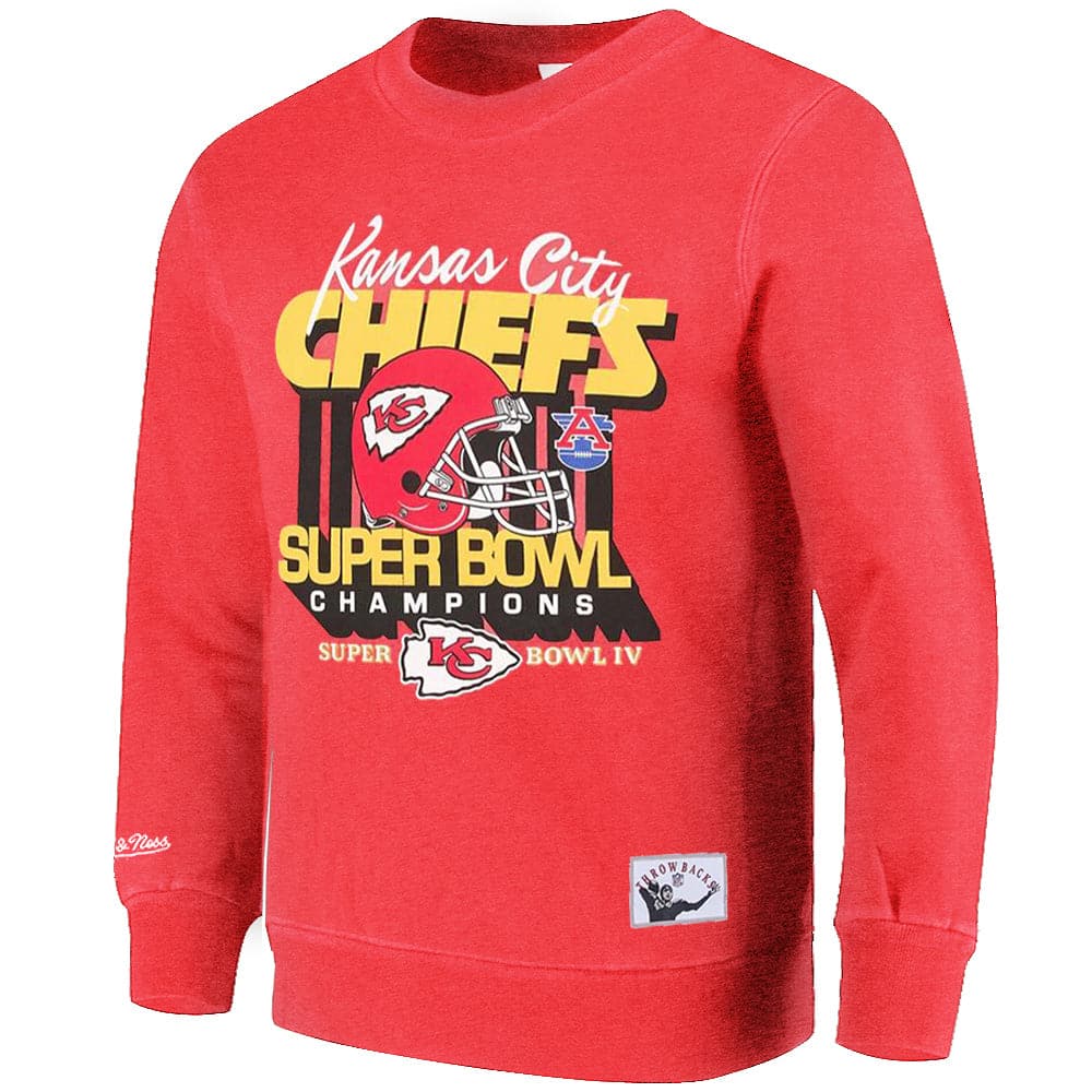 Mitchell And Ness Jumpers Kansas City Chiefs Mitchell & Ness NFL Champs Vintage Crew Jumper - Faded Red