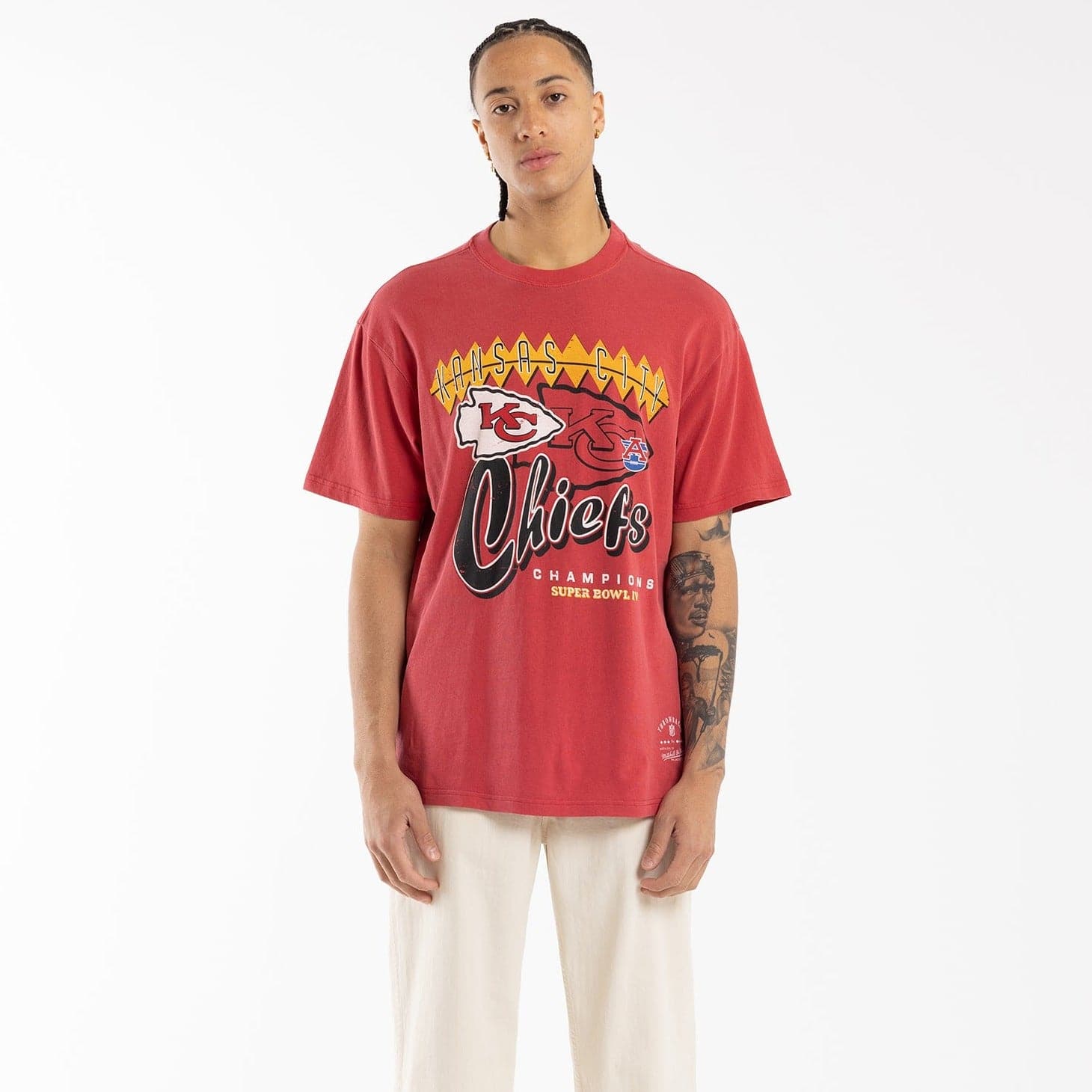 Mitchell And Ness T-Shirts Kansas City Chiefs Mitchell & Ness NFL IV Champs Vintage T-Shirt - Faded Red