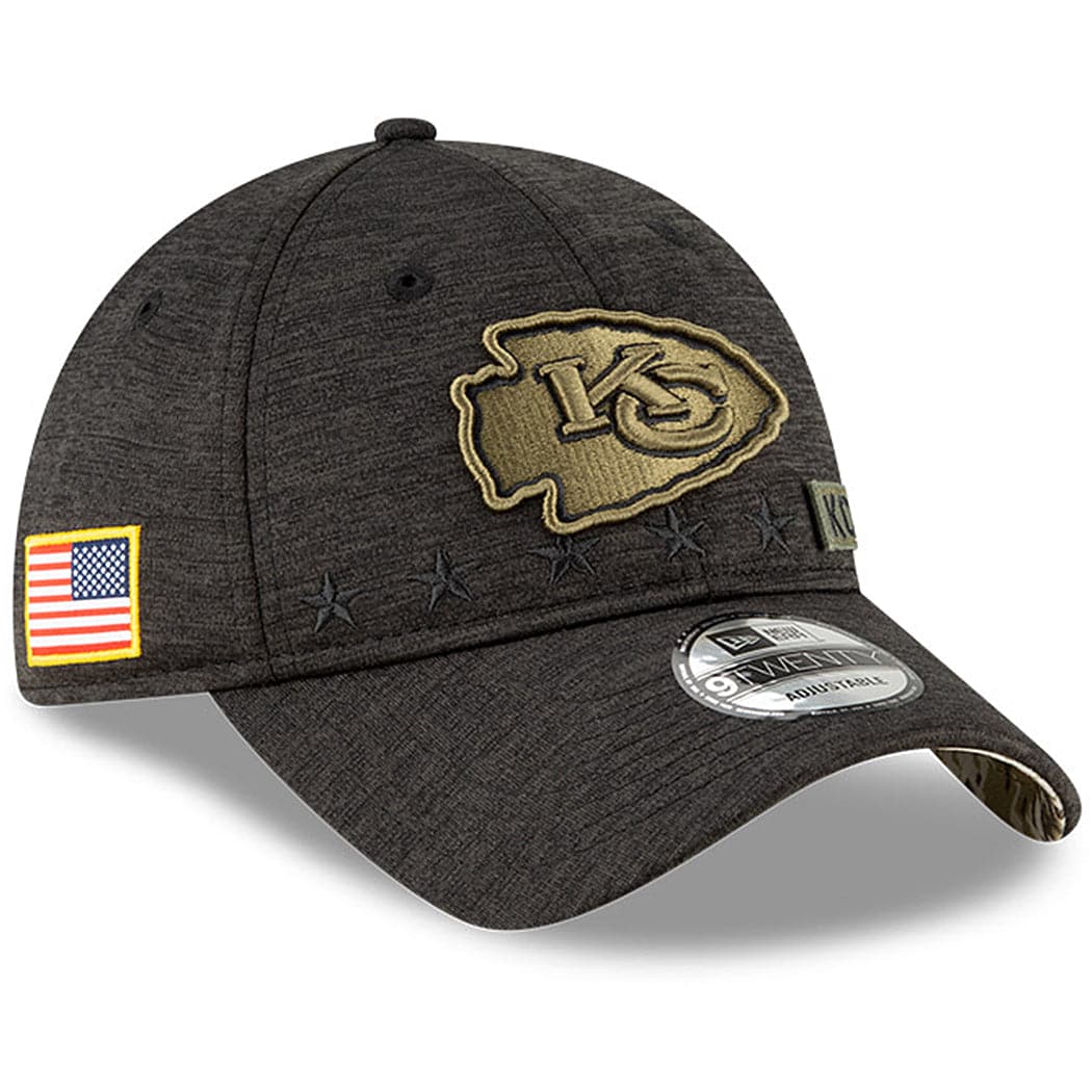 New Era Caps Kansas City Chiefs New Era NFL 2020 Salute To Service 9TWENTY Curve Hat - Black