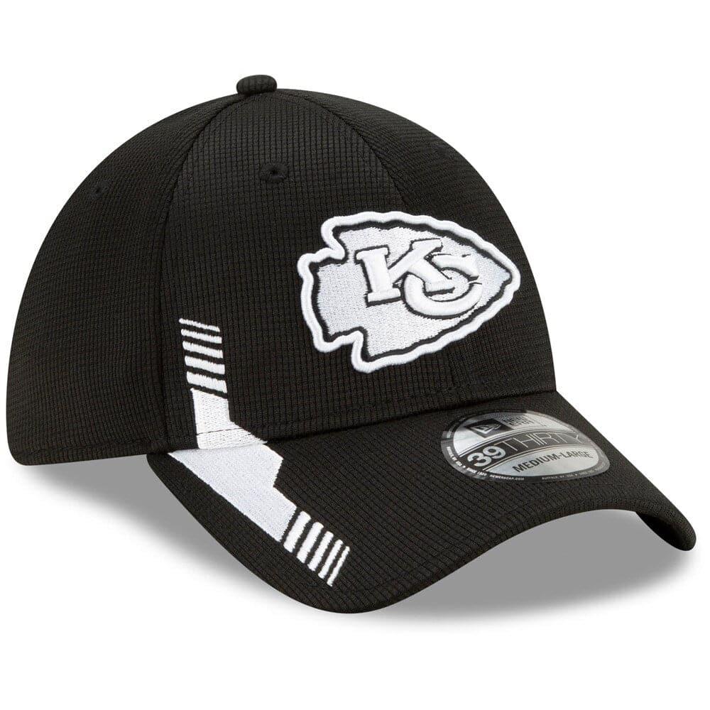 New Era Caps Kansas City Chiefs New Era NFL 2021 Sideline Black & White 39THIRTY Flex Fit Hat