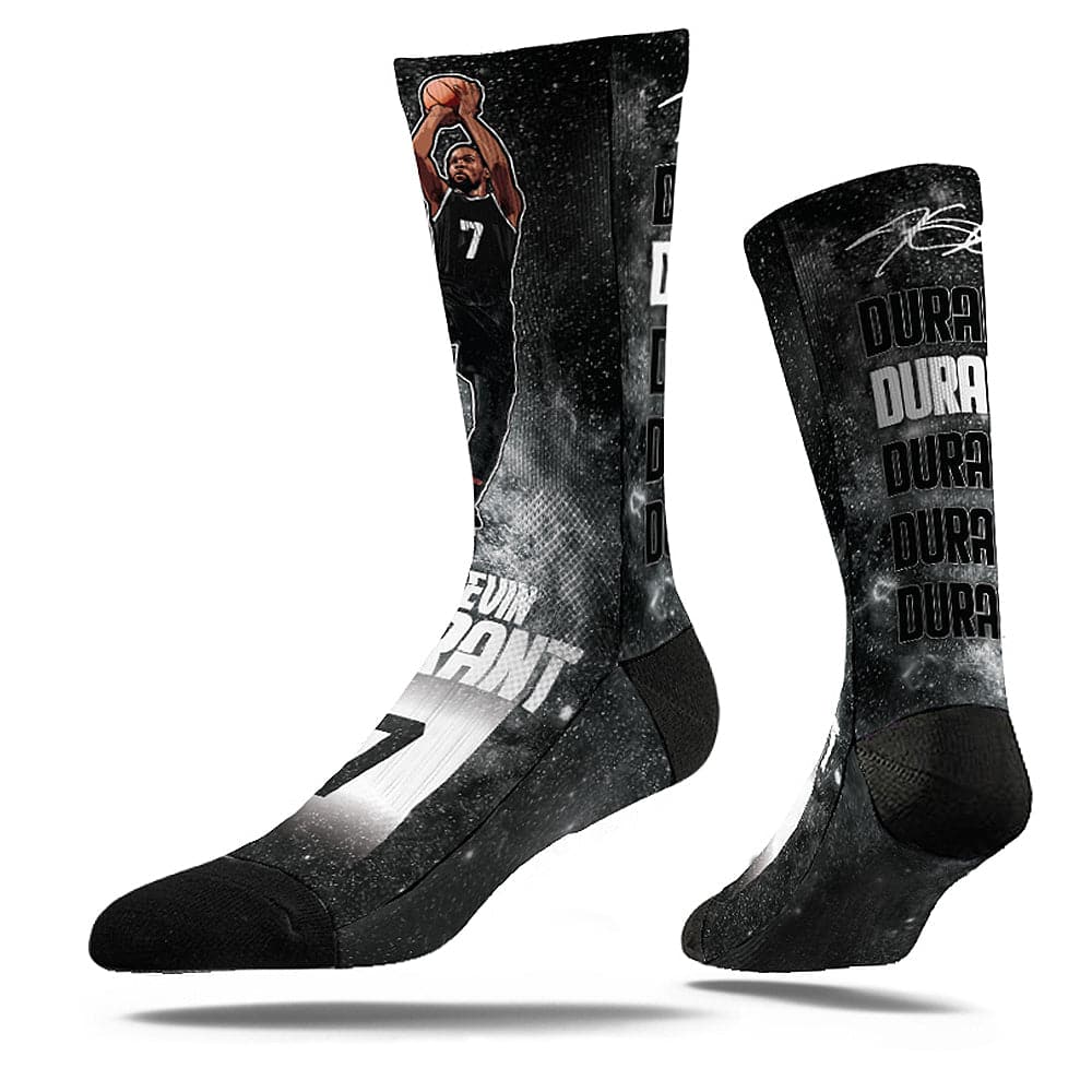 Strideline Socks M/L (8-12 US) Kevin Durant Brooklyn Nets Strideline NBA Galaxy Classic Crew Socks - Black