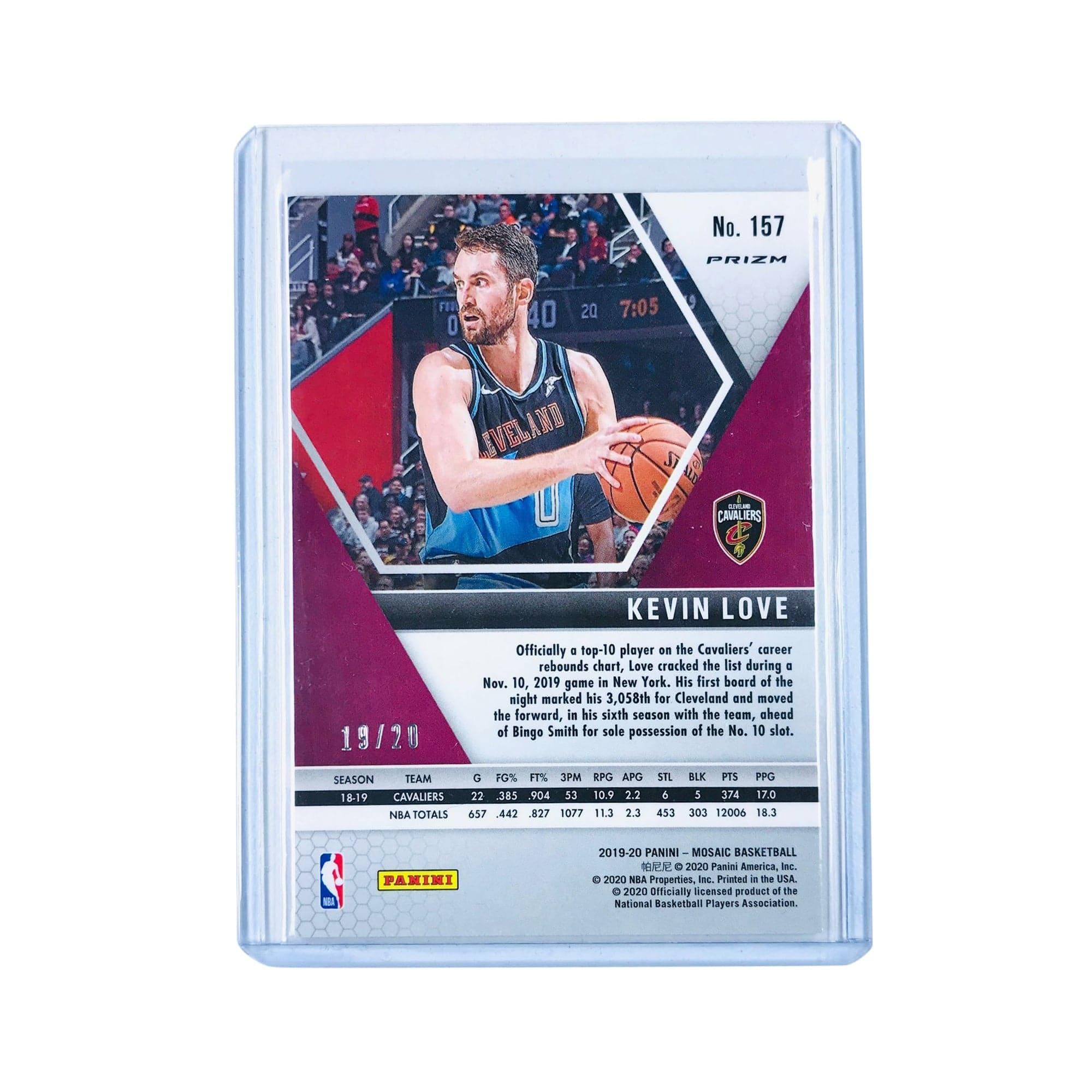 Panini Cards Kevin Love Cleveland Cavaliers 2019-20 Panini Mosaic NBA Fast Break Pink /20 Card