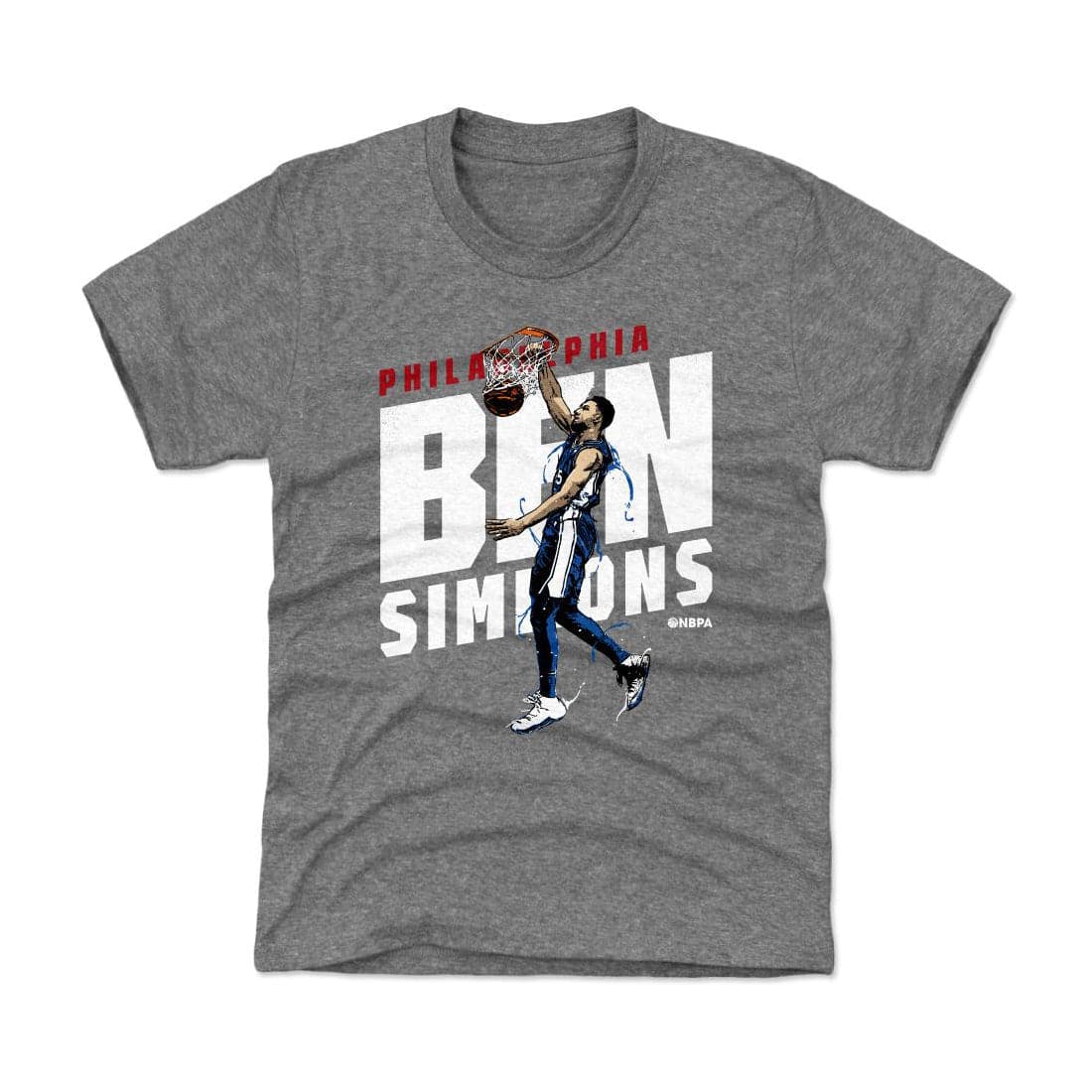 500 Level T-Shirts Kids/Youths Ben Simmons Philadelphia 76ers 500 Level NBA Slant T-Shirt - Grey