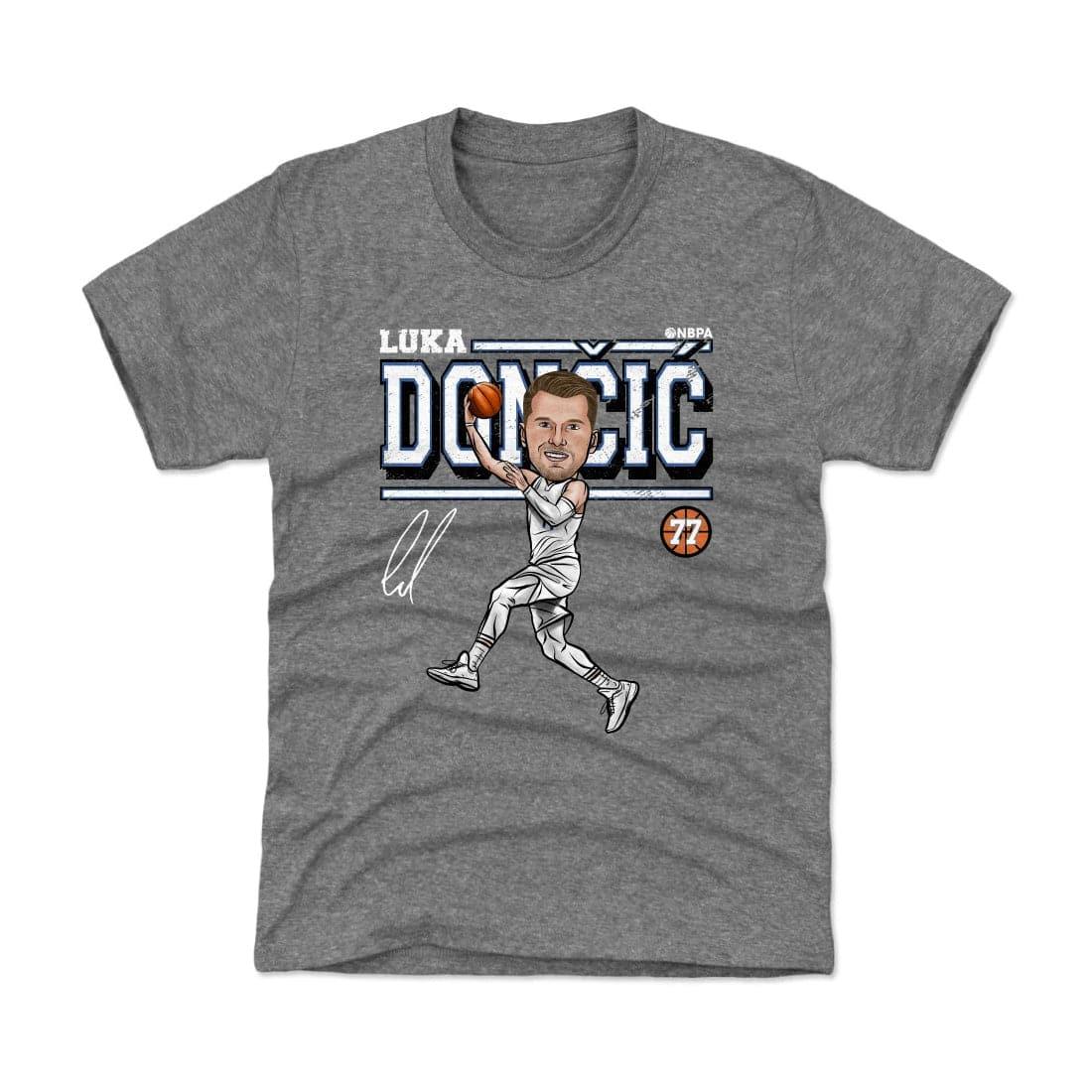 500 Level T-Shirts Kids/Youths Luka Doncic Dallas Mavericks 500 Level NBA Cartoon T-Shirt - Grey